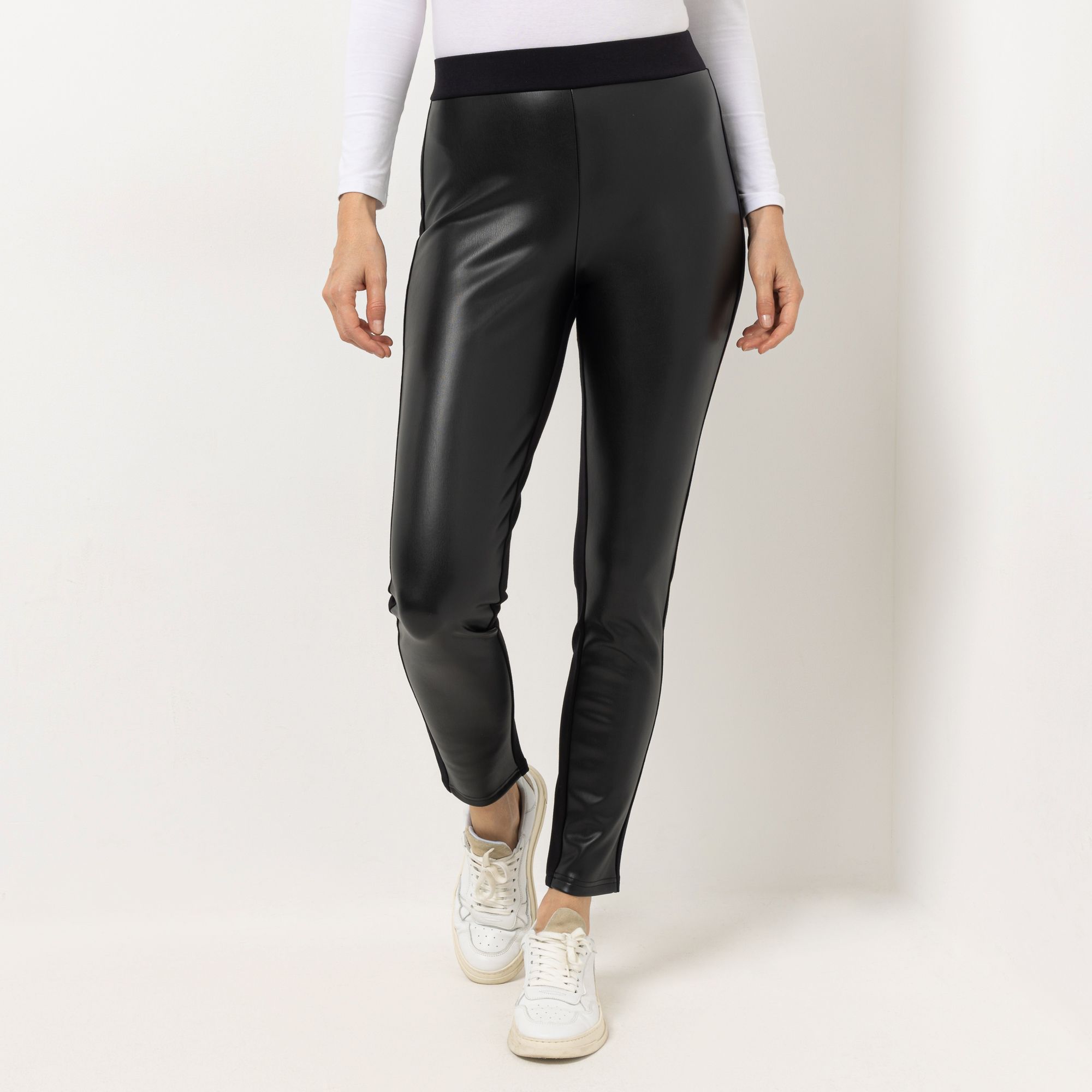 VIA MILANO Hose, knöchellang Vorderseite in Leder-Optik schmale Passform