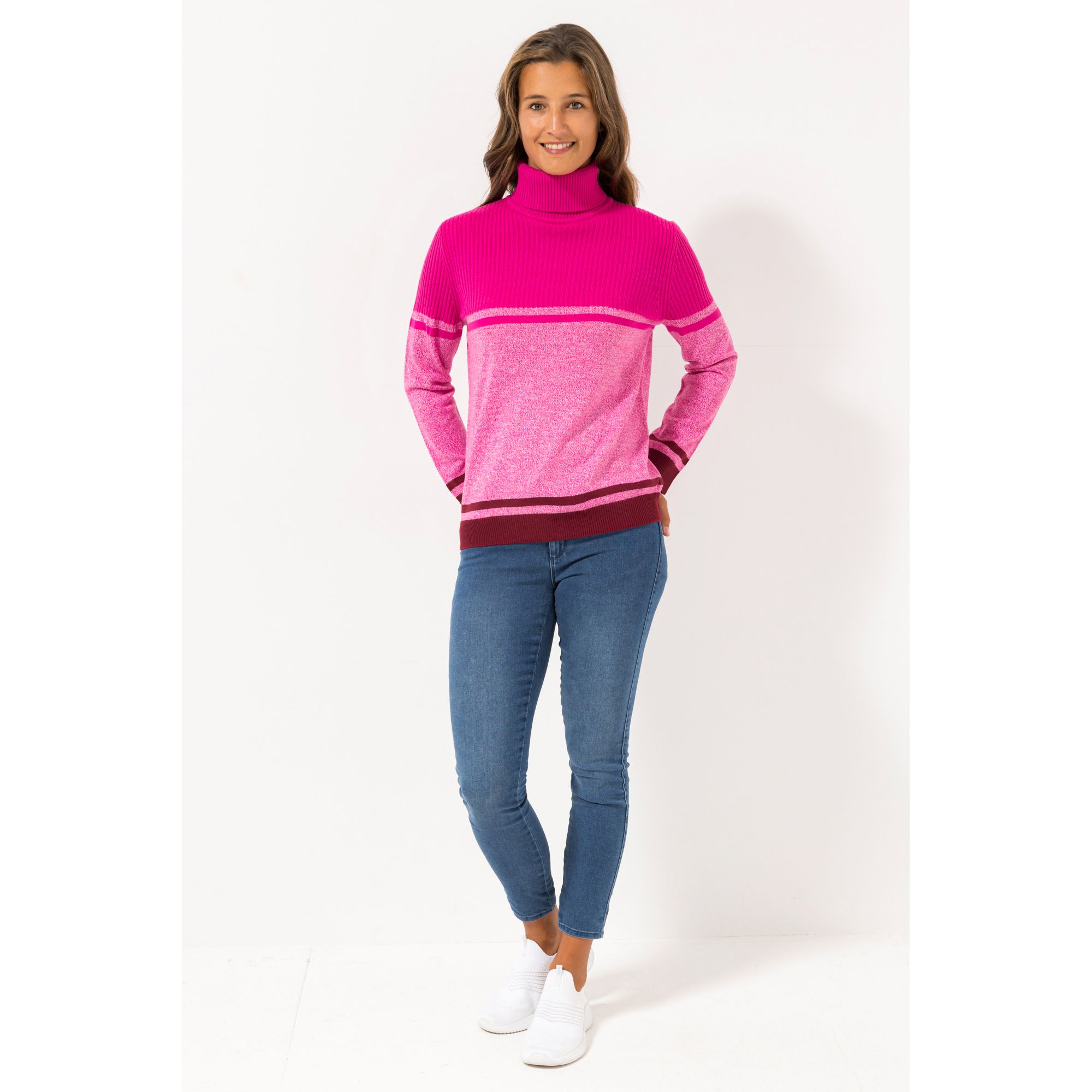 CASHMASOFT Pullover, 1/1-Arm Cashmeregriff Rollkragen Kontraststreifen