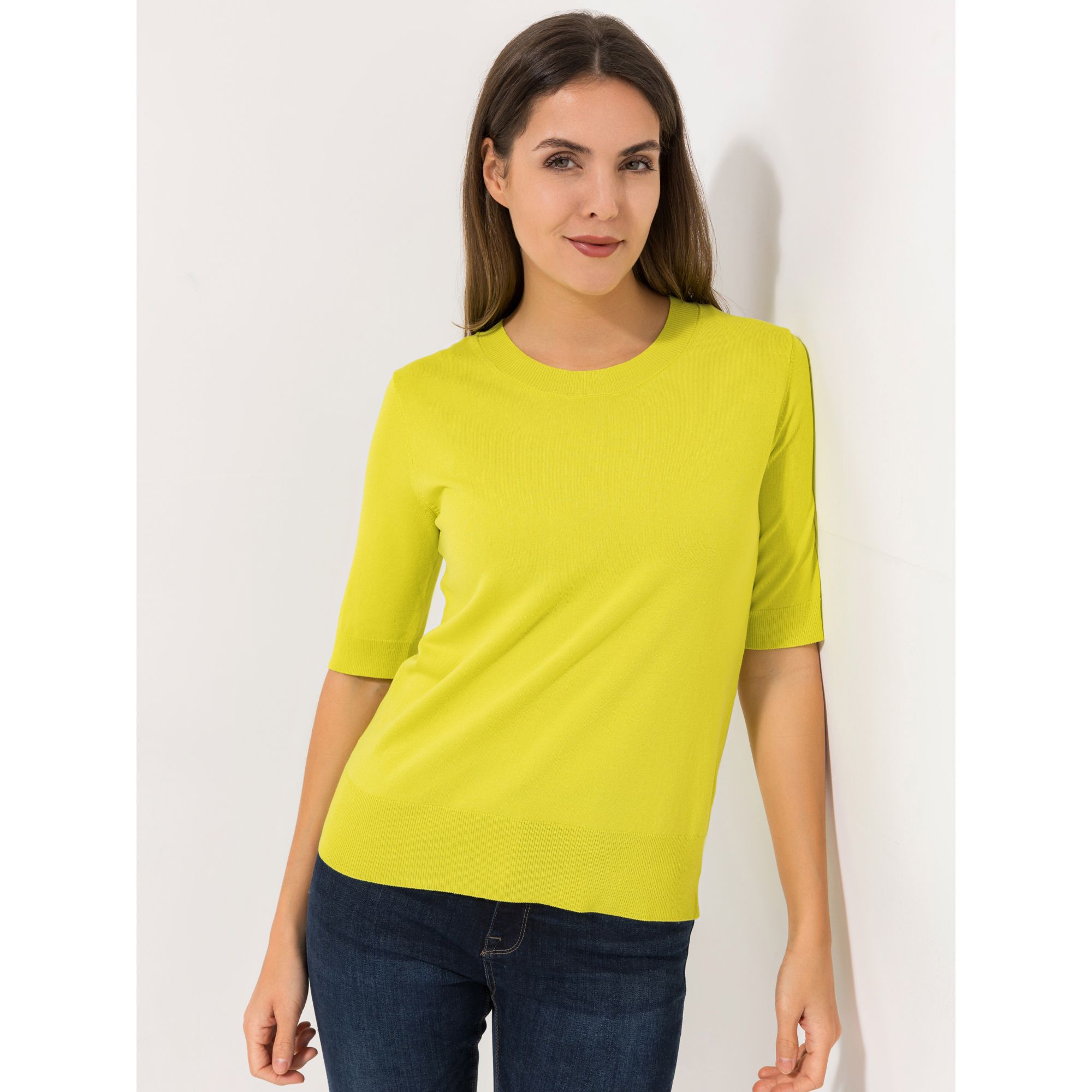 LIEBLINGSSTÜCK® Pullover, 1/2-Arm Rundhalsausschnitt Rippenbündchen Logo Badge