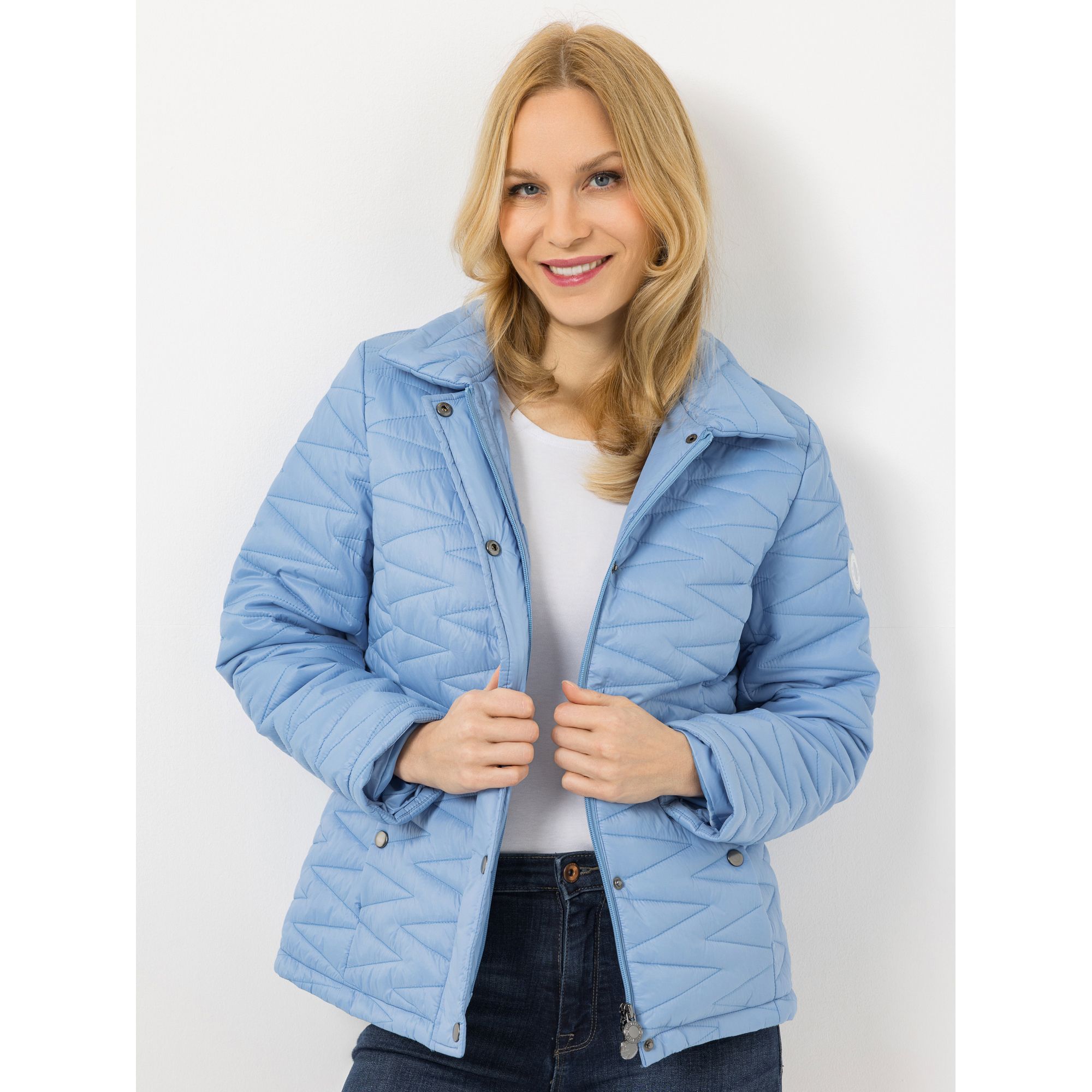 CENTIGRADE Steppjacke Stehkragen 2-Wege-Reißverschluss mit Druckknopfleiste