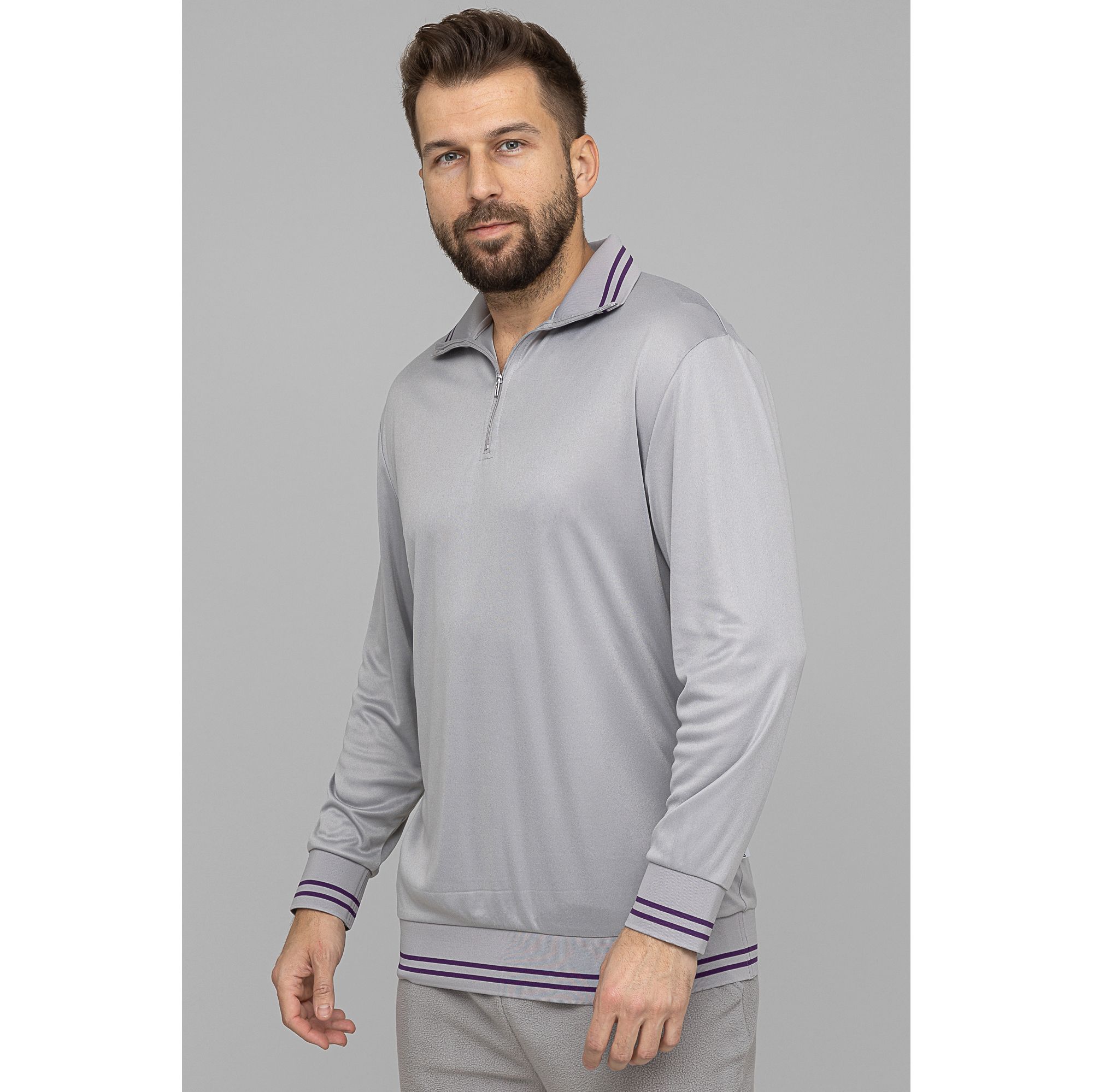 MEN'S TOUCH Troyer Mikrofaser 1/1-Arm Kontrast-Detail