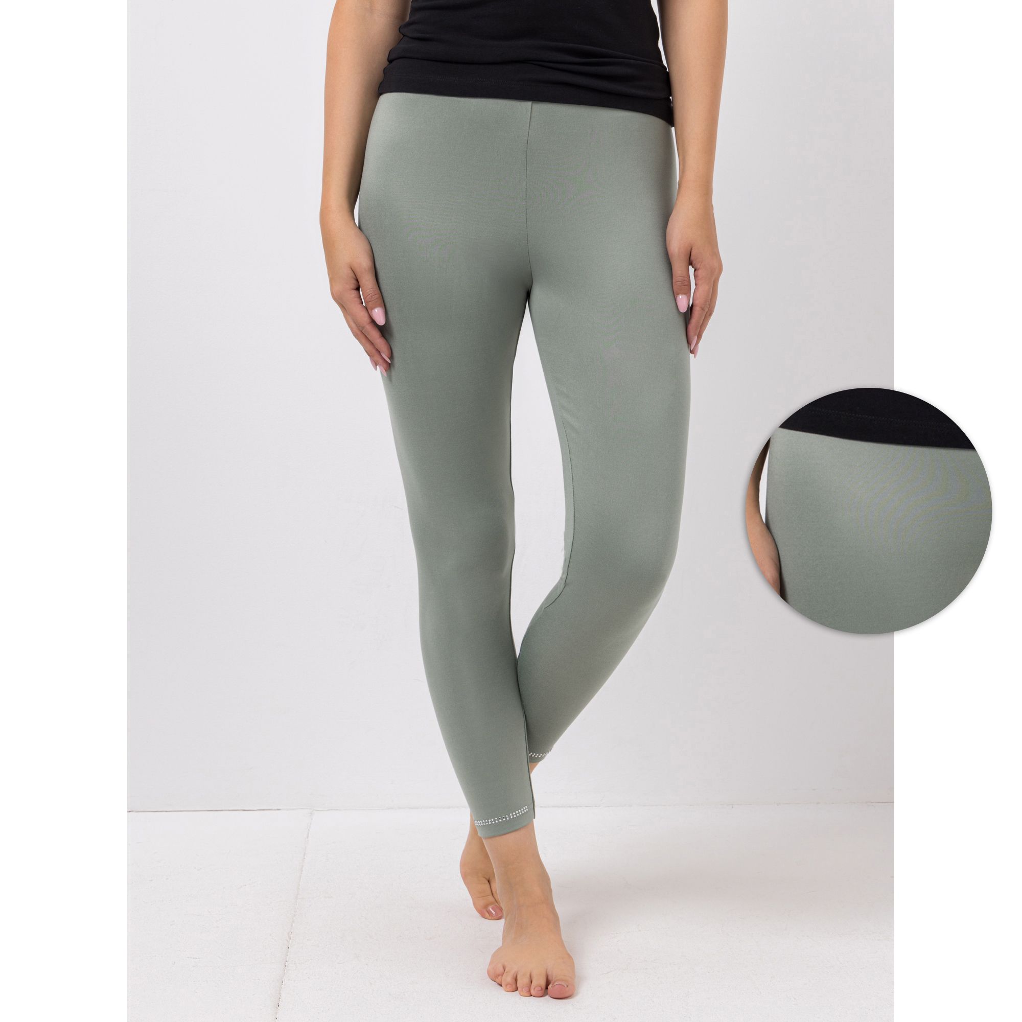 JERYMOOD HOMEWEAR 2 Leggings Mikrofaser knöchellang 1x mit Strassdetails