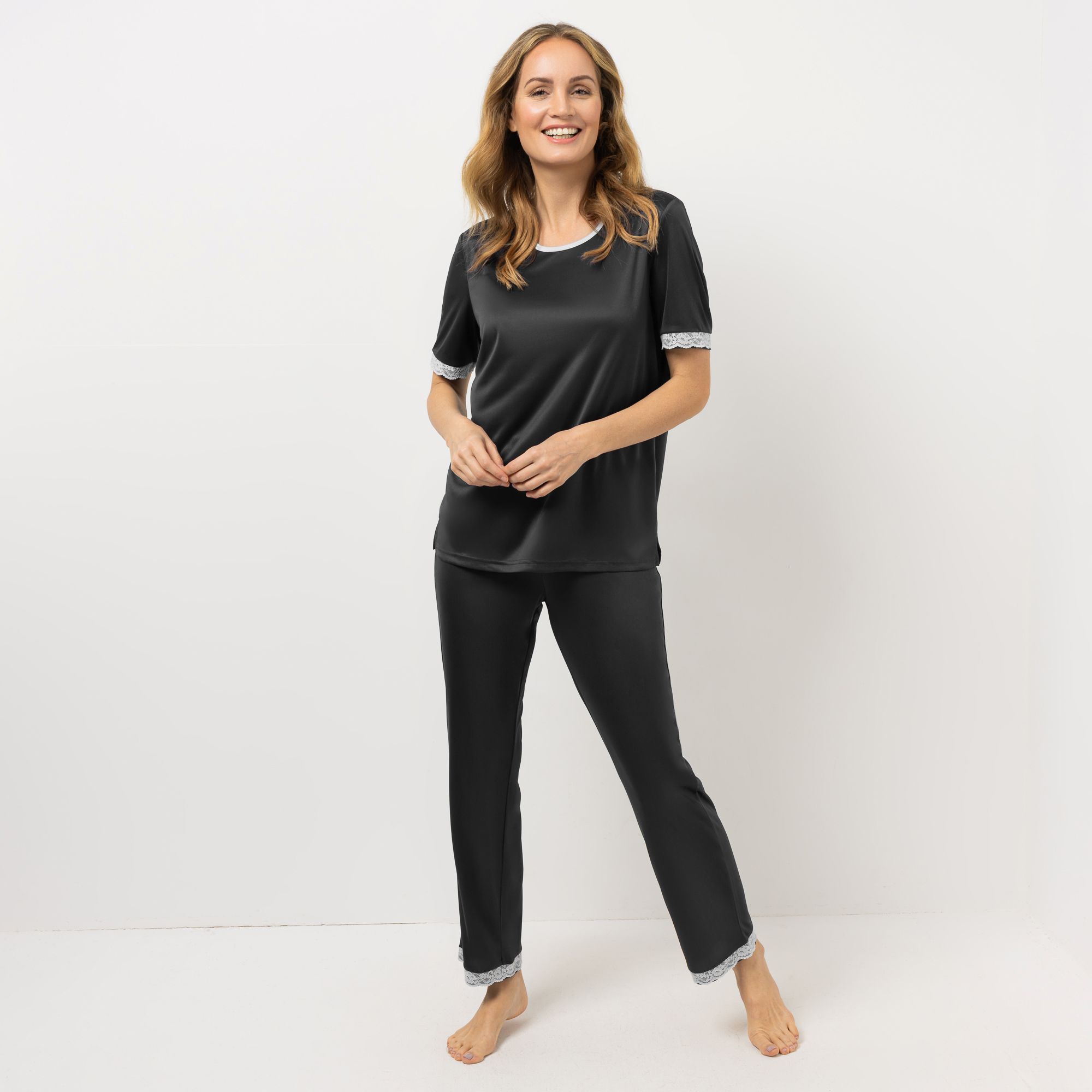 LITTLE ROSE Pyjama-Set Mikrofaser Shirt, 1/2-Arm Hose, 1/1-Länge