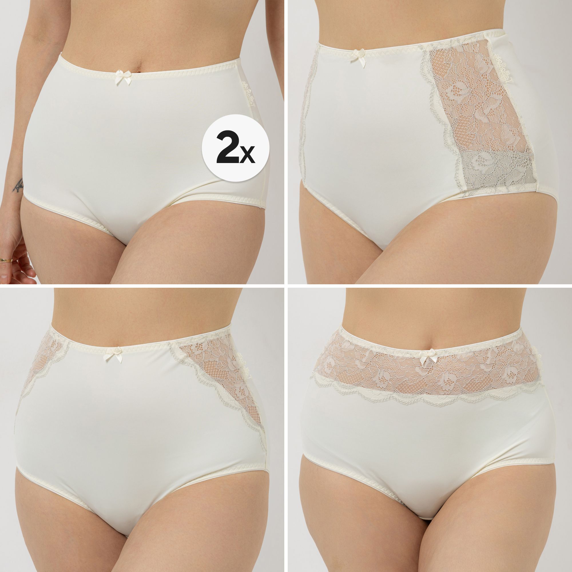 LITTLE ROSE 5 Maxislips Mikrofasermischung 3x Spitzendetails, 2x uni