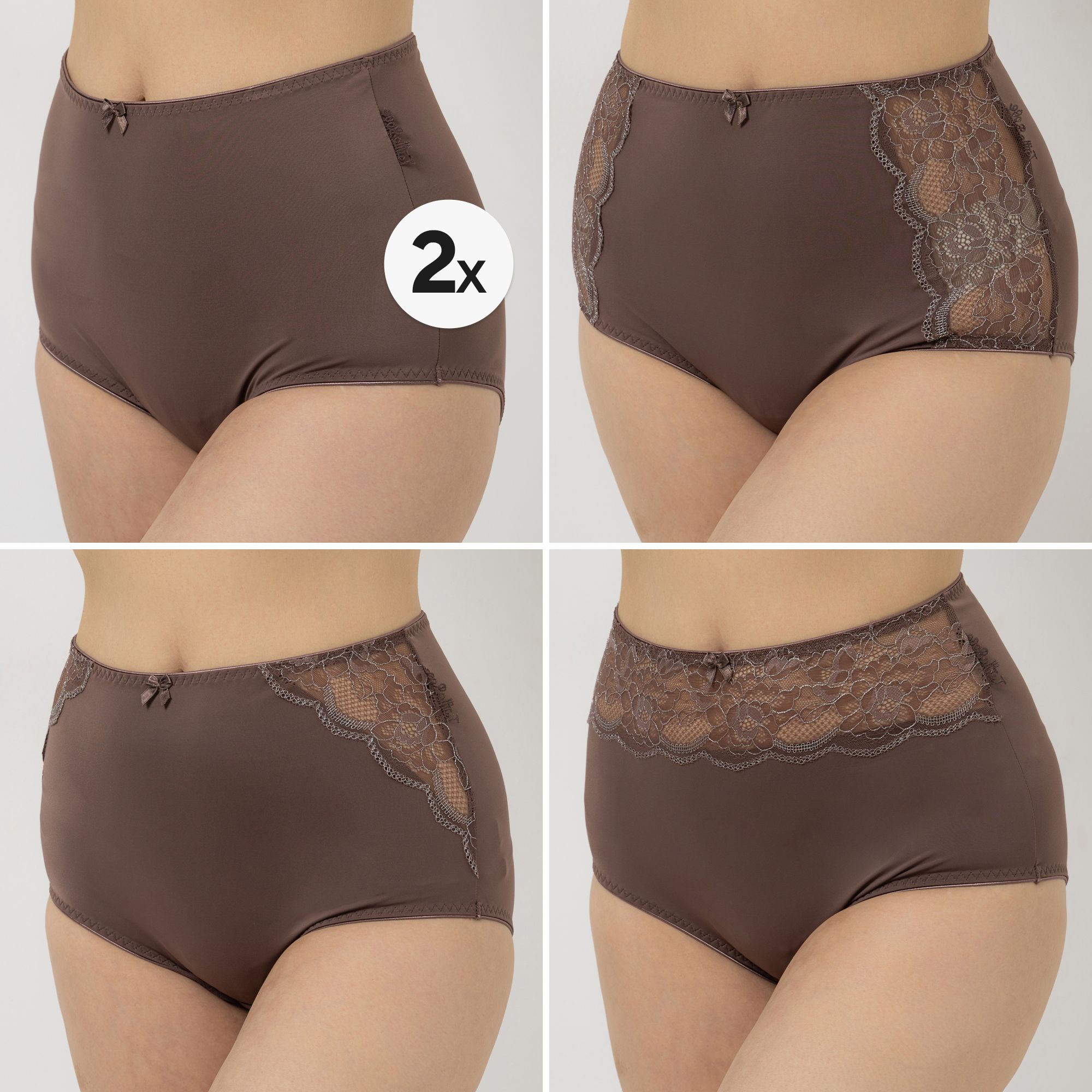 LITTLE ROSE 5 Maxislips Mikrofasermischung 3x Spitzendetails, 2x uni