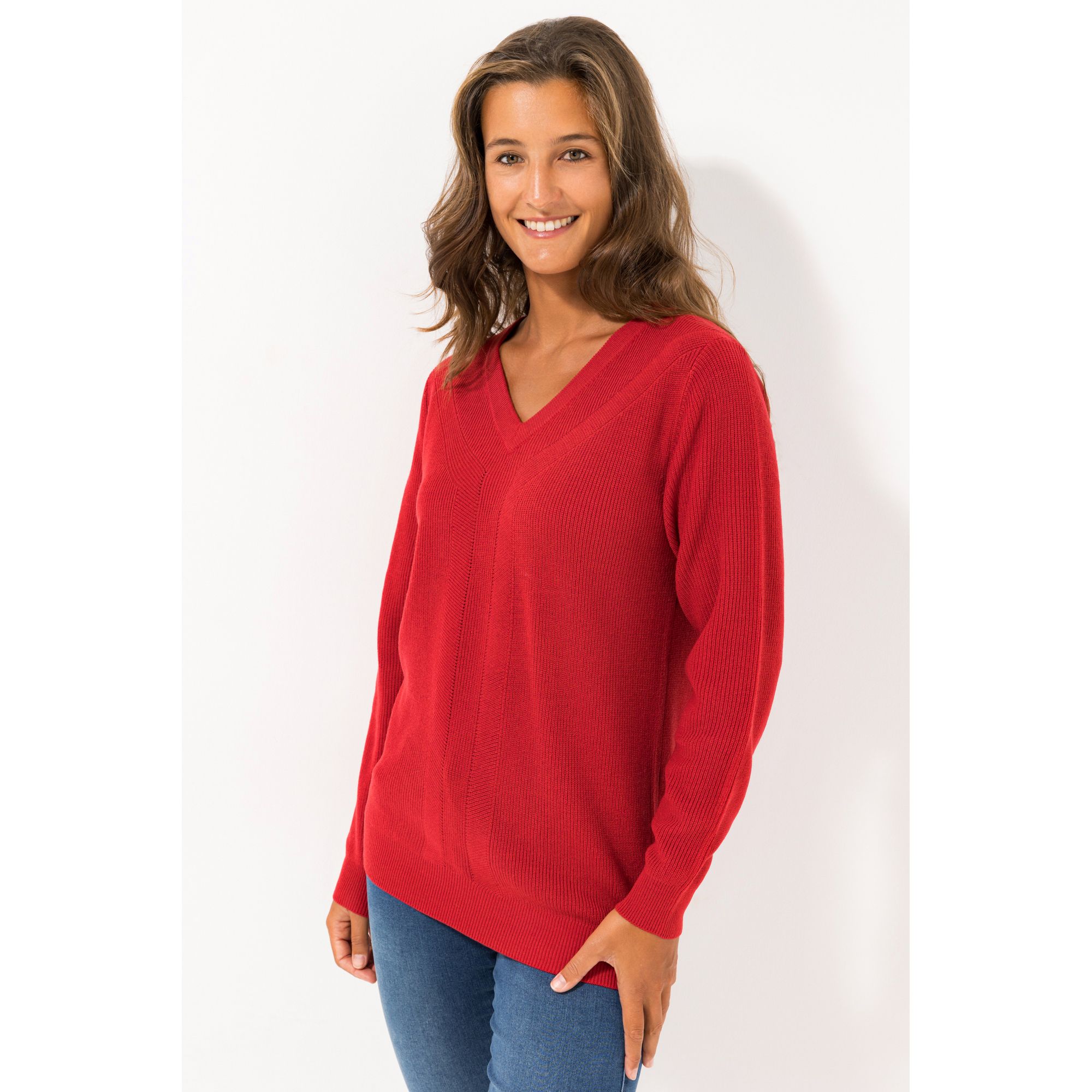 CASHMASOFT Pullover, 1/1-Arm Cashmeregriff V-Ausschnitt Strukturstrick