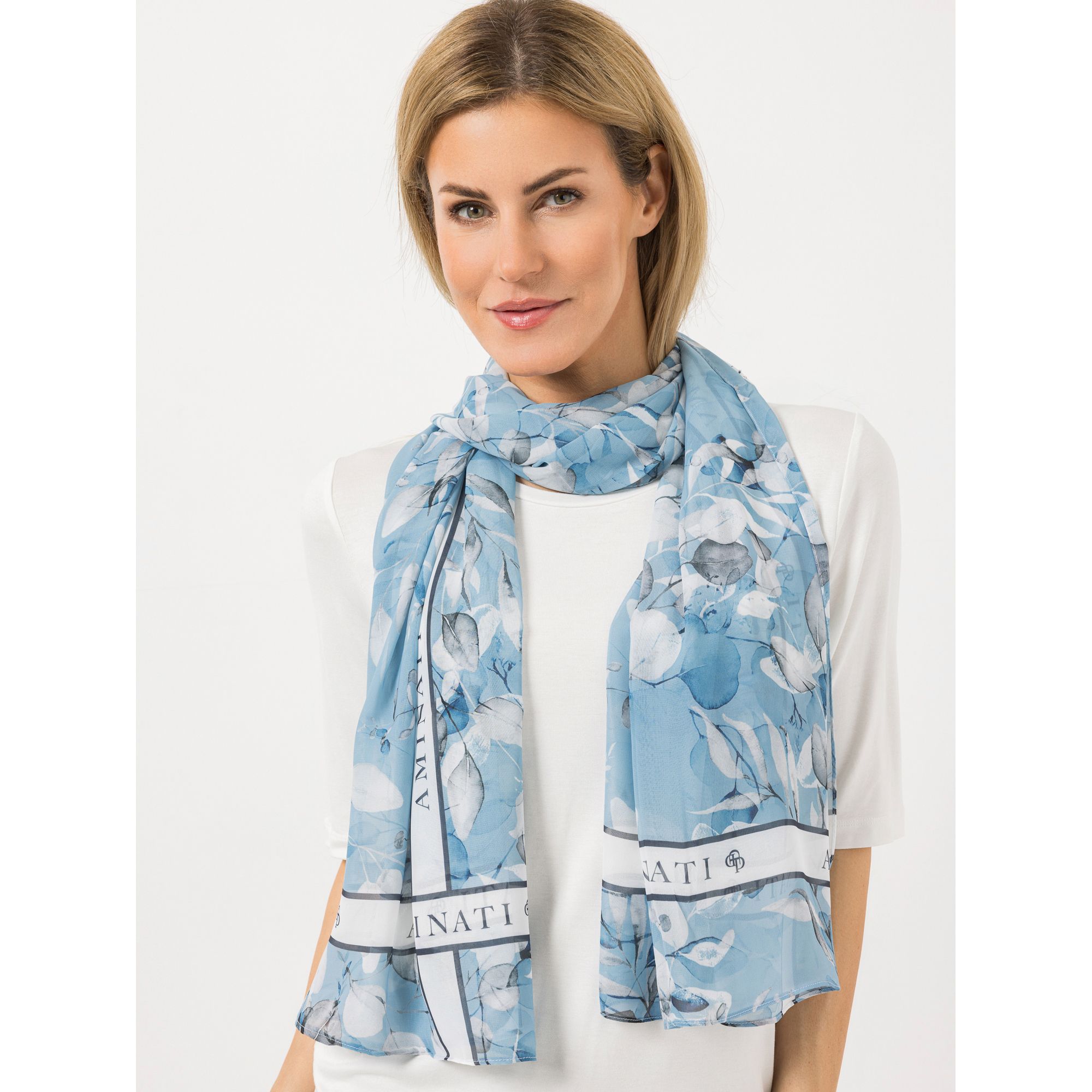 AMINATI® Schal Chiffon hellblau-gemustert ca. 70 x 180 cm