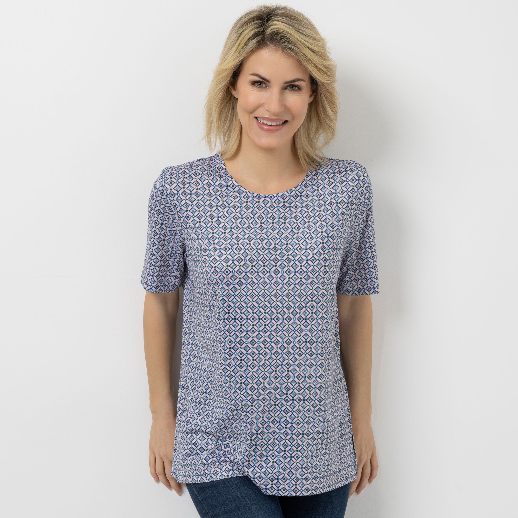 IN-PRINT Shirt, 1/2-Arm Rundhalsausschnitt Seitenschlitze