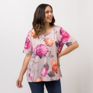IN-PRINT Shirt, 1/2-Arm Herzausschnitt Seitenschlitze