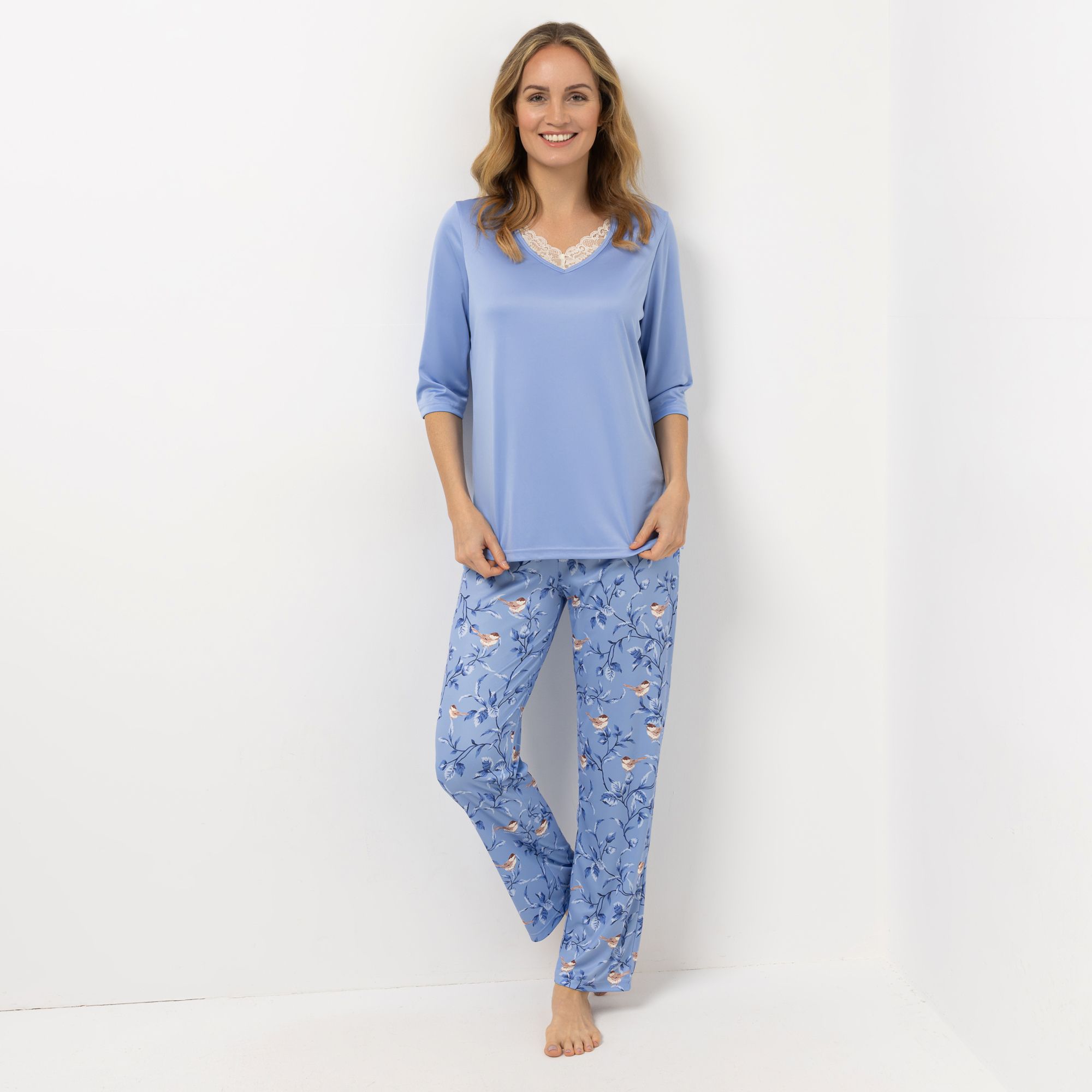 LITTLE ROSE Pyjama-Set Mikrofaser Shirt, 3/4-Arm Hose, 1/1-Länge