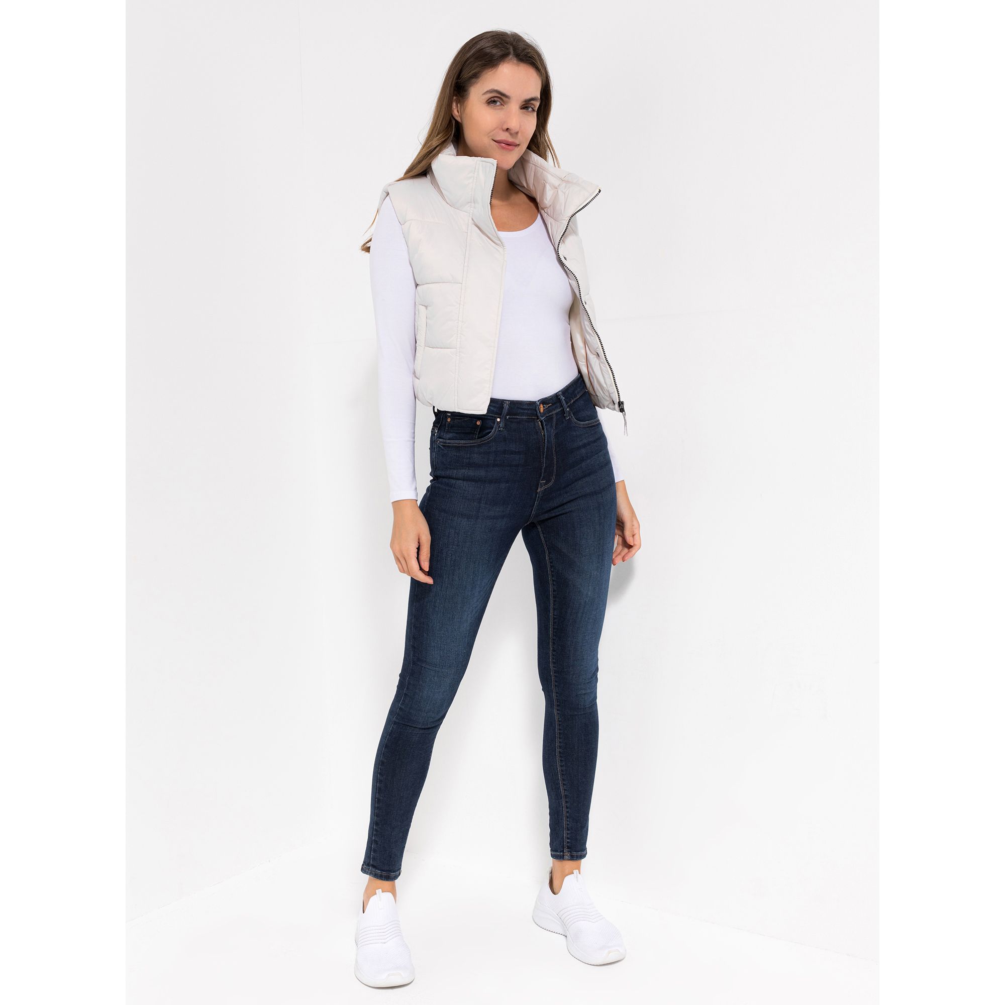 LOVELY SISTERS® Steppweste Stehkragen Reißverschluss Eingrifftaschen