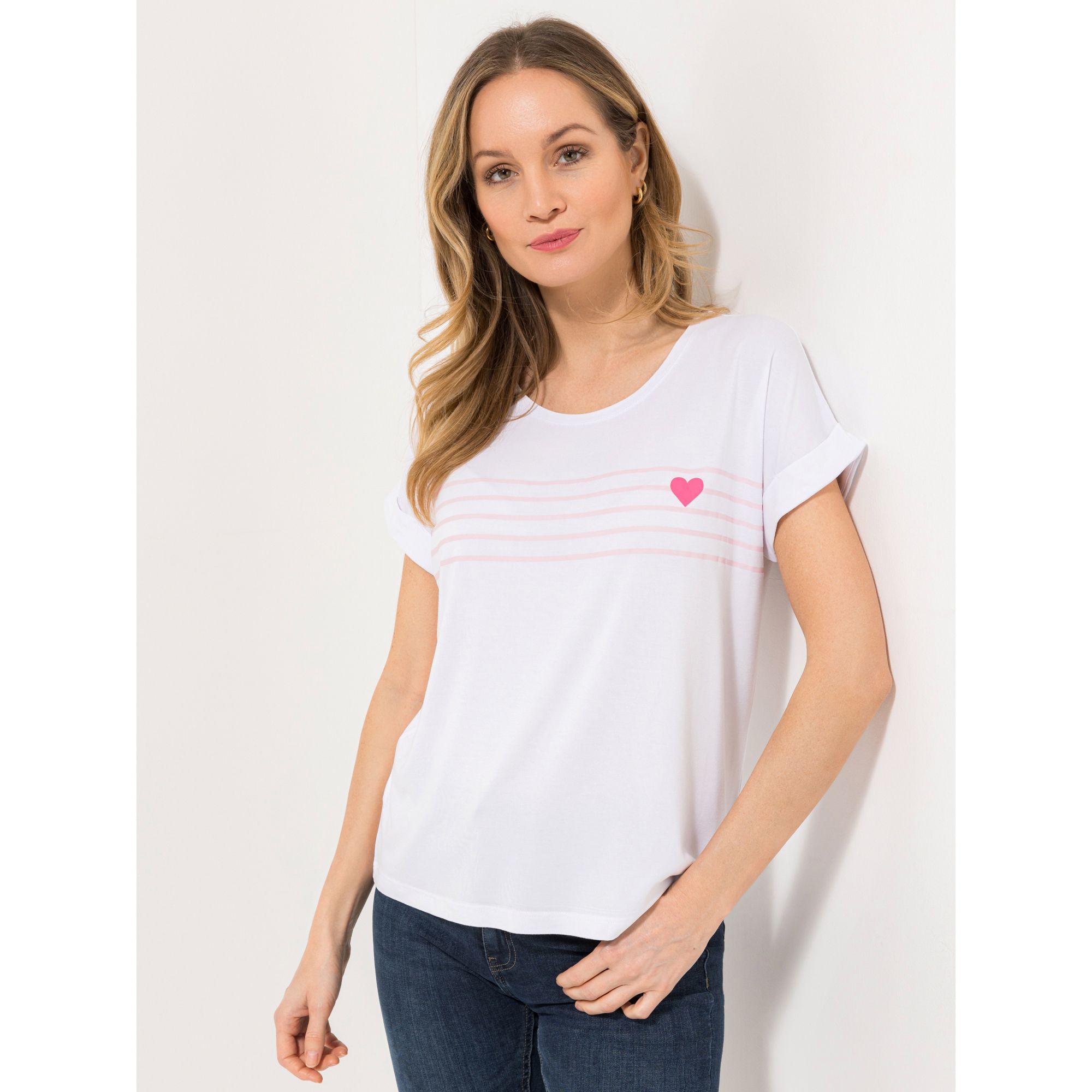 DENIM & CO. Shirt, 1/2-Arm Rundhalsausschnitt bedruckt mit ECOVERO Viskose