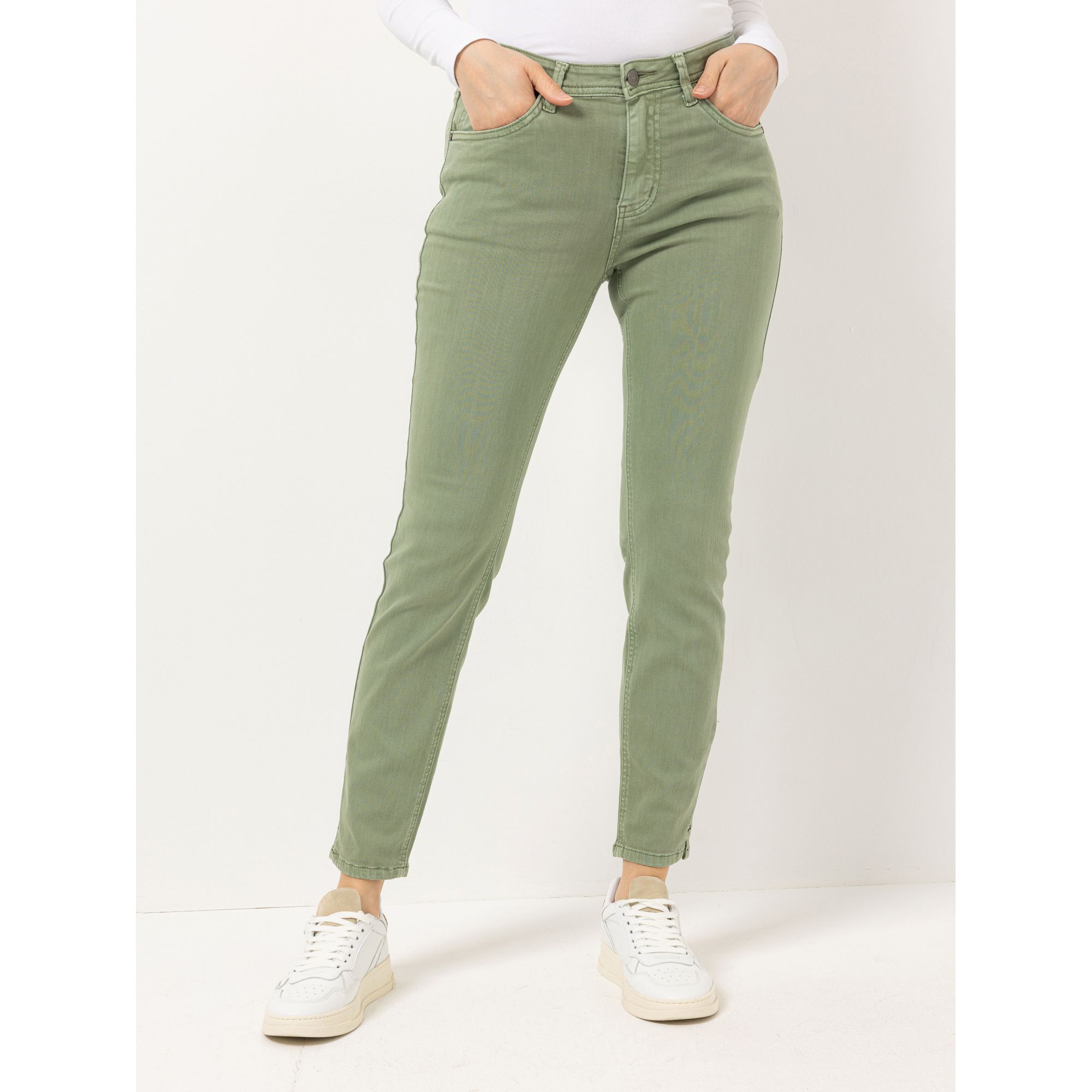 VIA MILANO Jeans, knöchellang 5-Pocket-Style Stickerei schmale Passform