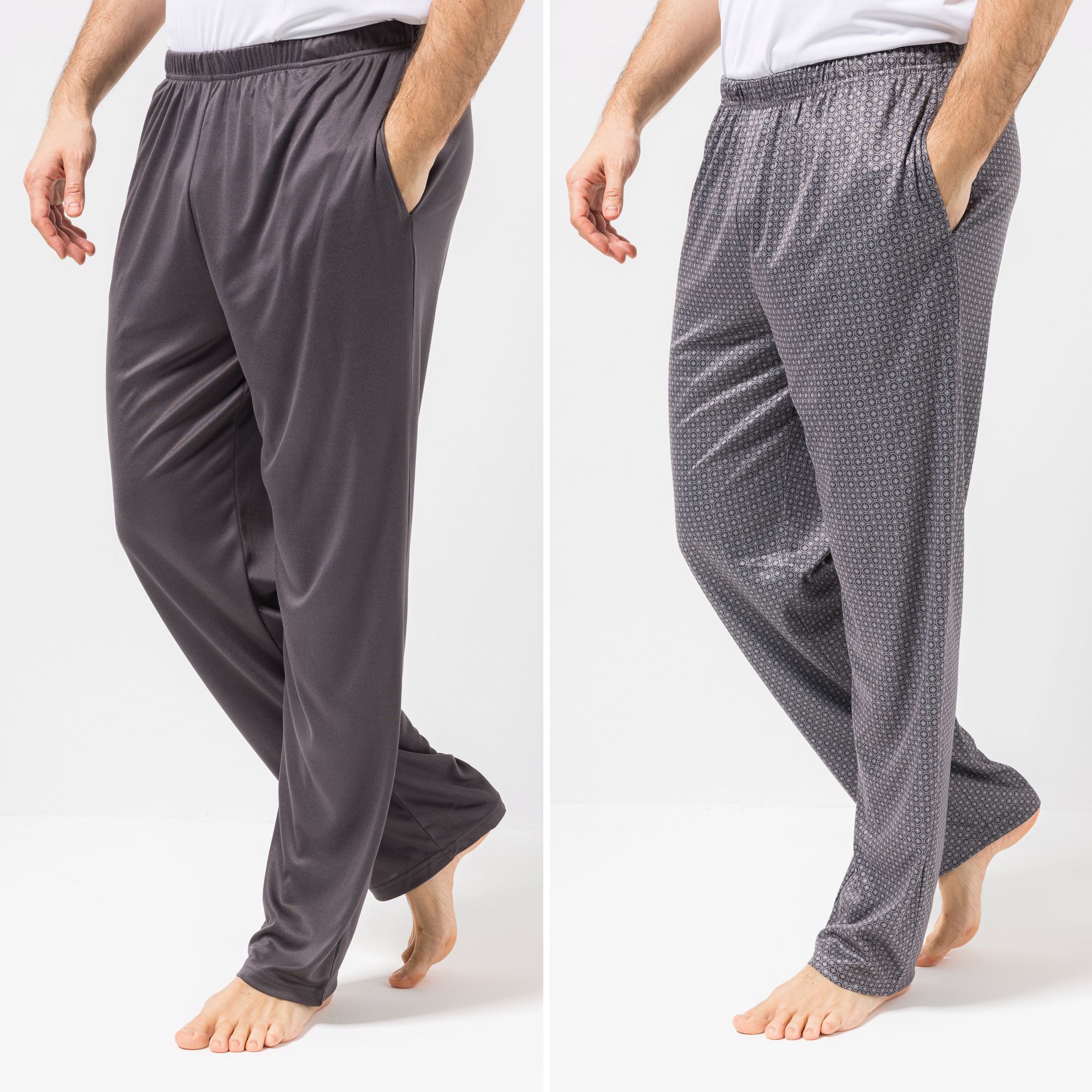 MEN'S TOUCH 2 Hosen, 1/1-Länge Mikrofaser Jersey Rundumdehnbund 1x bedruckt, 1X uni