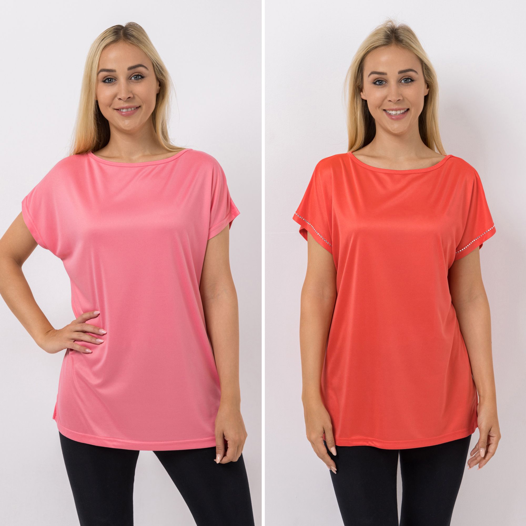 JERYMOOD HOMEWEAR 2 Shirts, 1/4-Arm Mikrofaser Rundhalsausschnitt Seitenschlitze