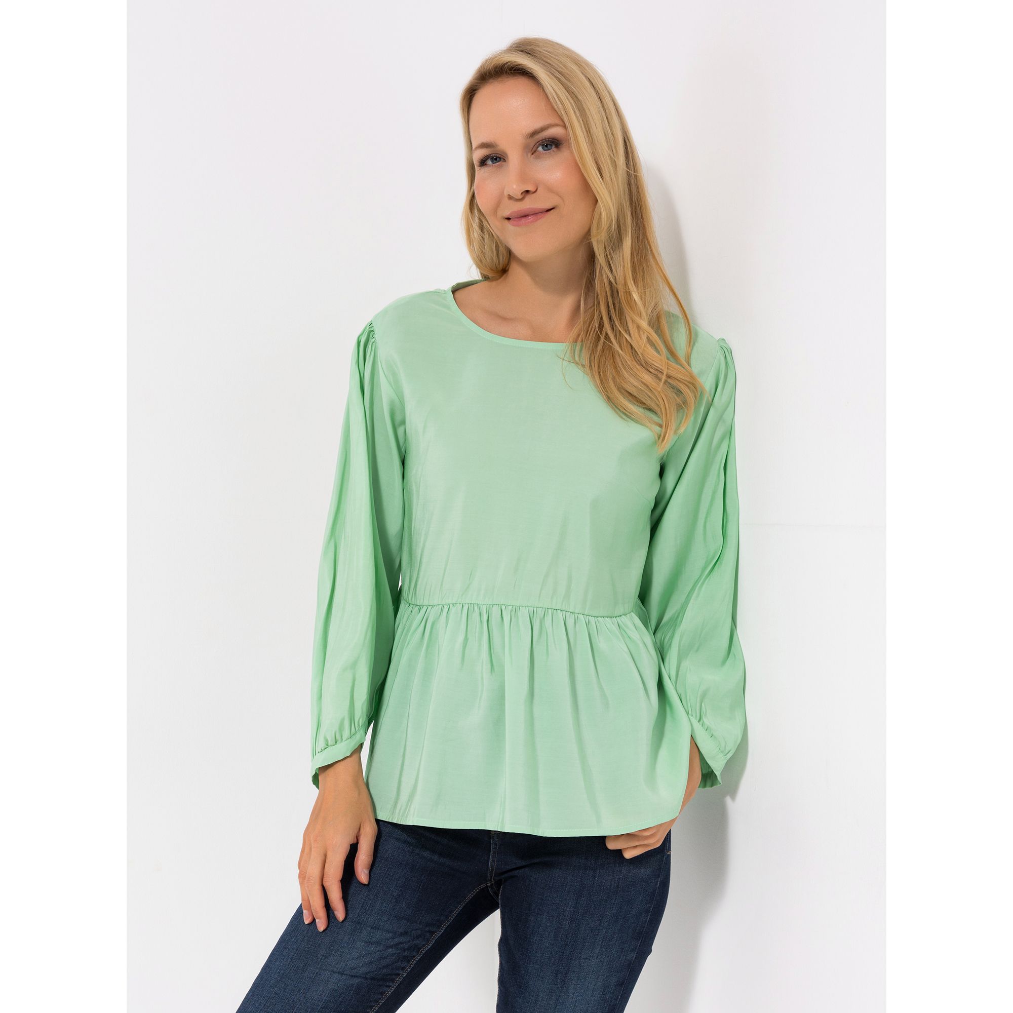LOVELY SISTERS® Bluse, 1/1-Arm Rundhalsausschnitt Volant leger weit
