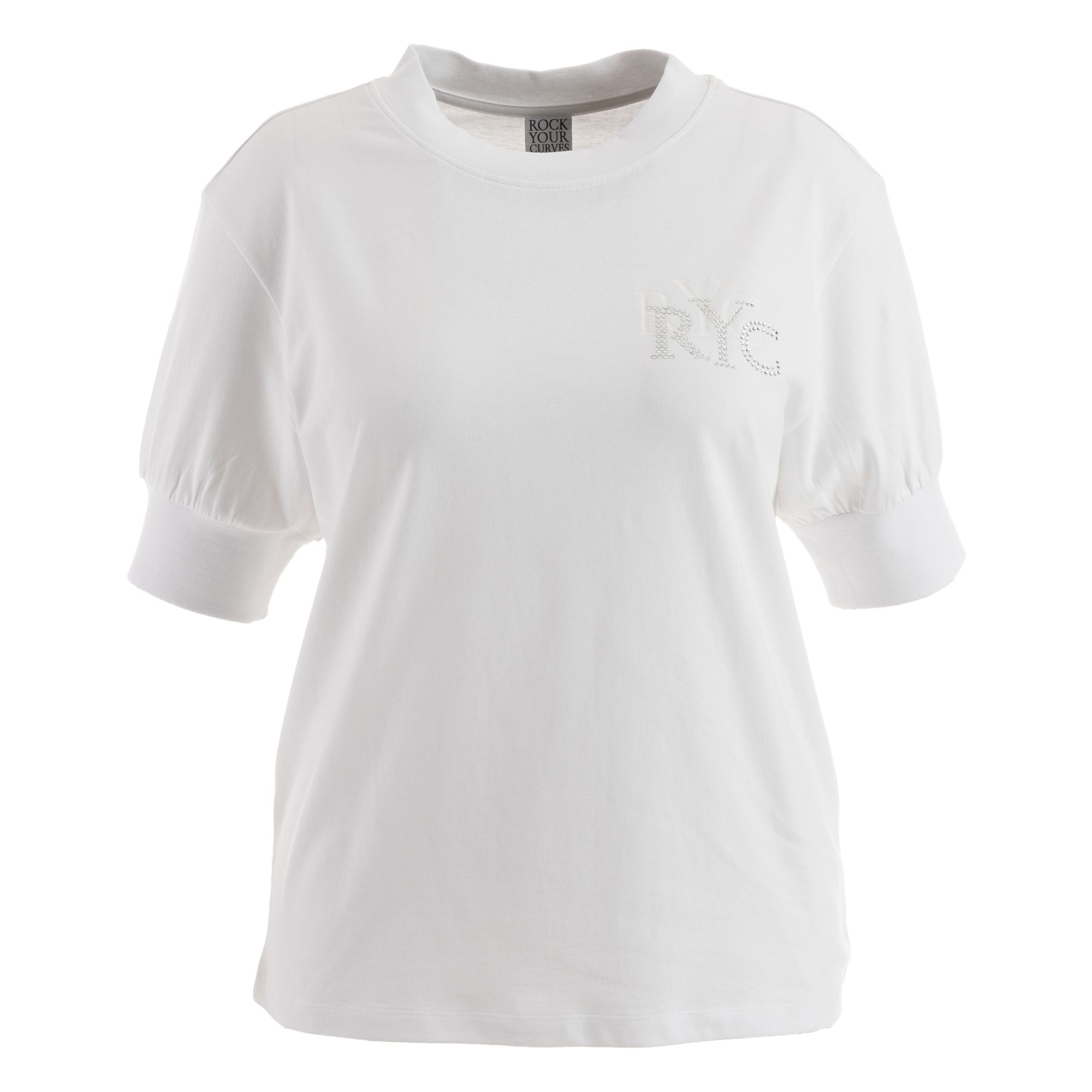 ROCK YOUR CURVES by Angelina K. Shirt, 1/2-Arm Rundhalsausschnitt Strass-Detail