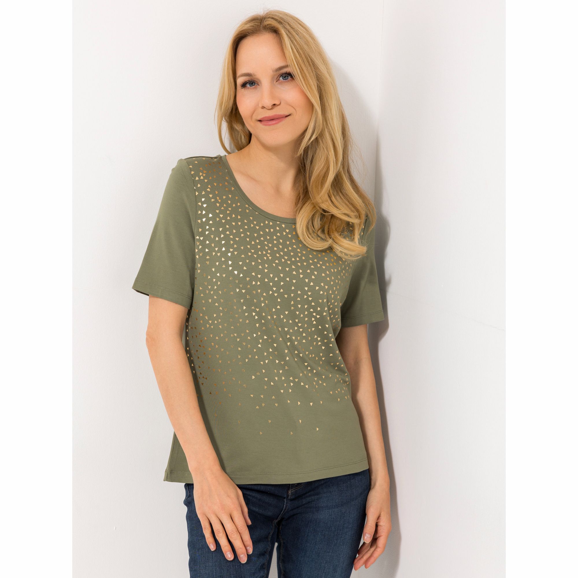 DENIM & CO. shirt, 1/2-Arm Rundhalsausschnitt bedruckt mit ECOVERO Viskose