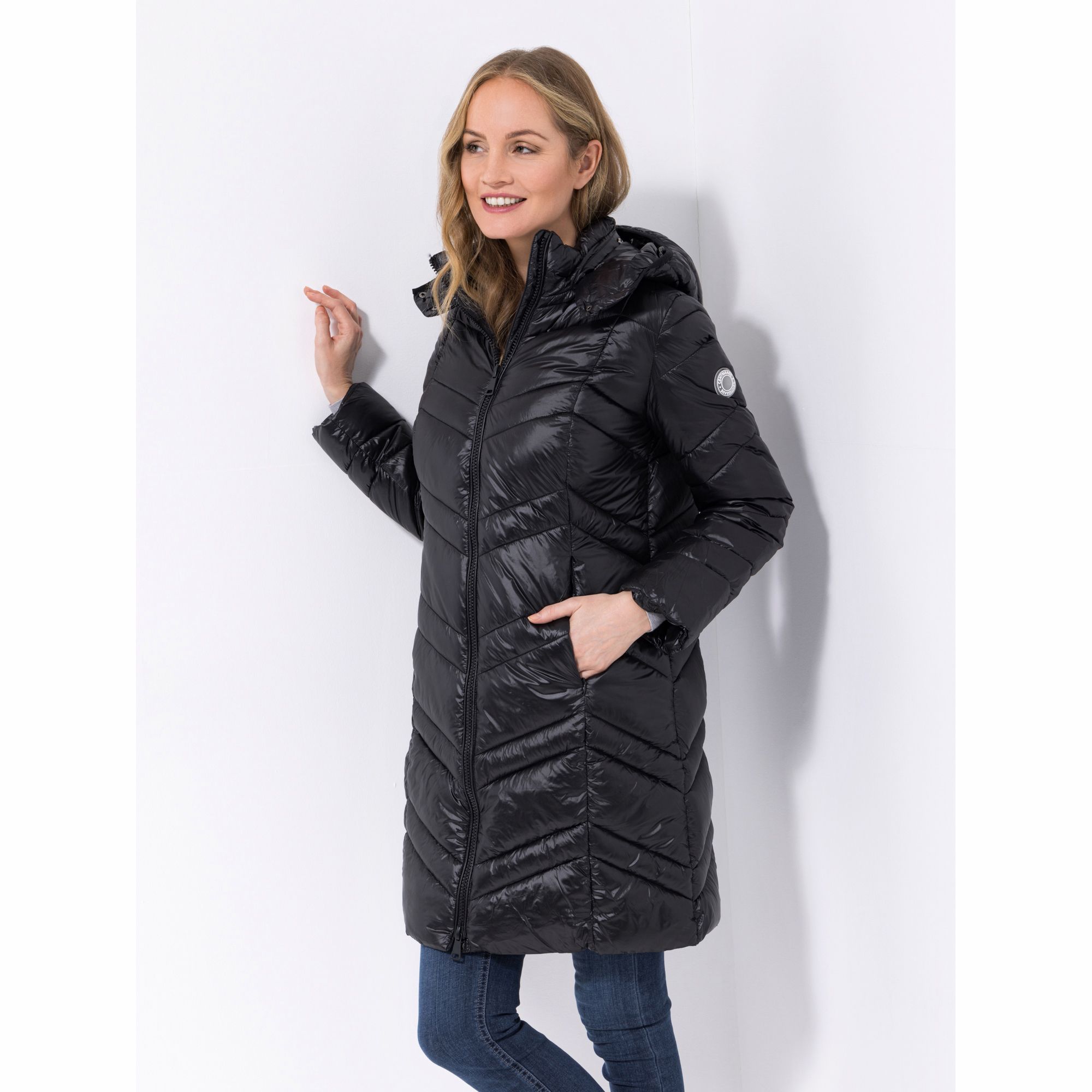 CENTIGRADE Steppmantel abnehmbare Kapuze 2-Wege-Zipper Einschubtaschen