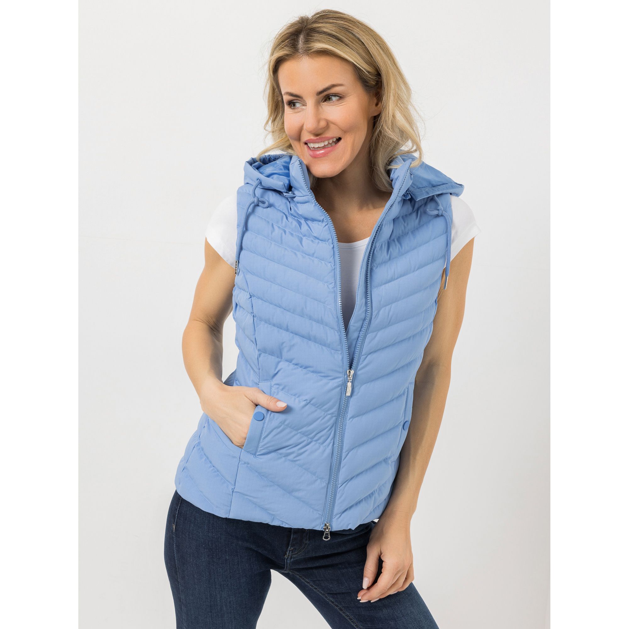 VIA MILANO Weste 2-Wege-Zipper abnehmbare Kapuze 2 Eingrifftaschen