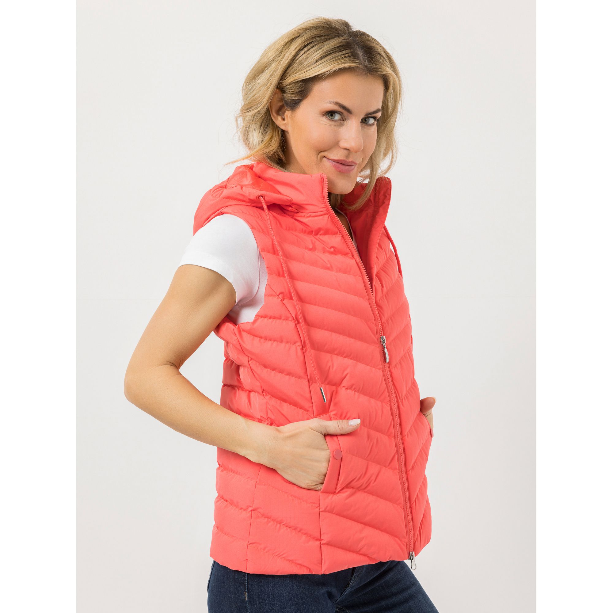 VIA MILANO Weste 2-Wege-Zipper abnehmbare Kapuze 2 Eingrifftaschen