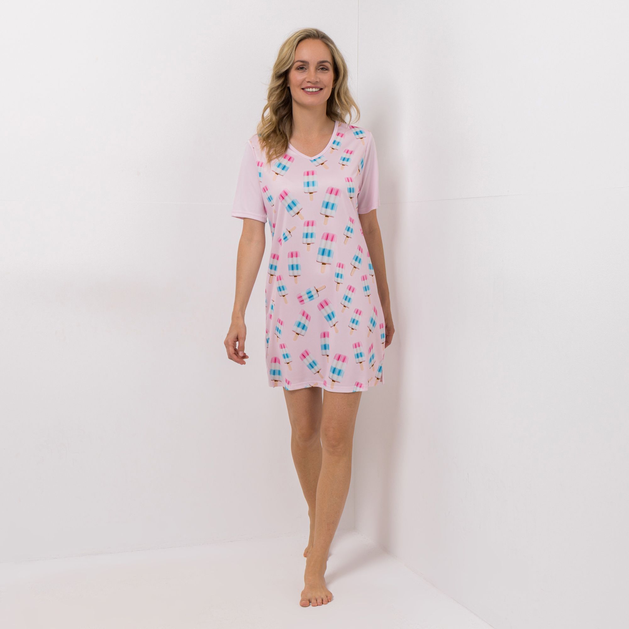 LITTLE ROSE Bigshirt, 1/2-Arm V-Ausschnitt mit Seitenschlitzen bedruckt