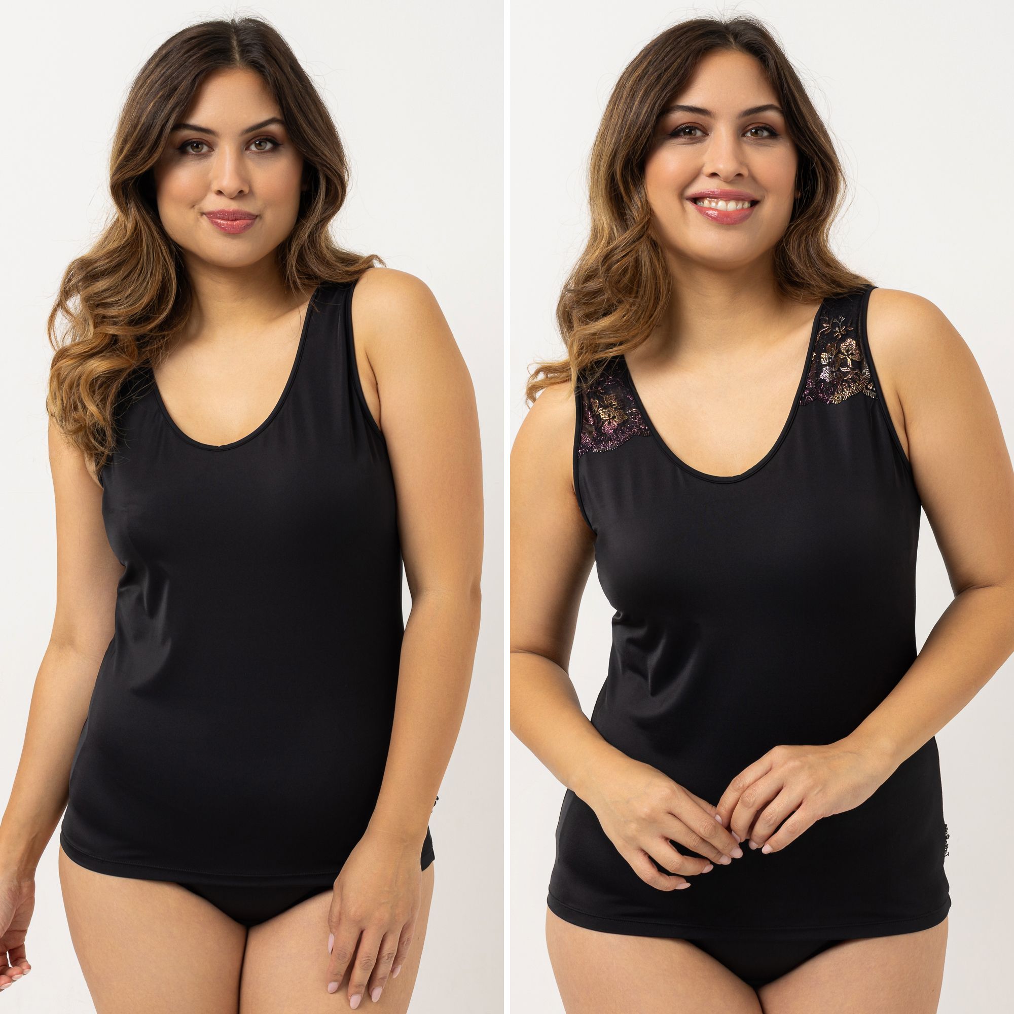 LITTLE ROSE 2 Tops Mikrofasermischung 1x Basic 1x Metallic-Details