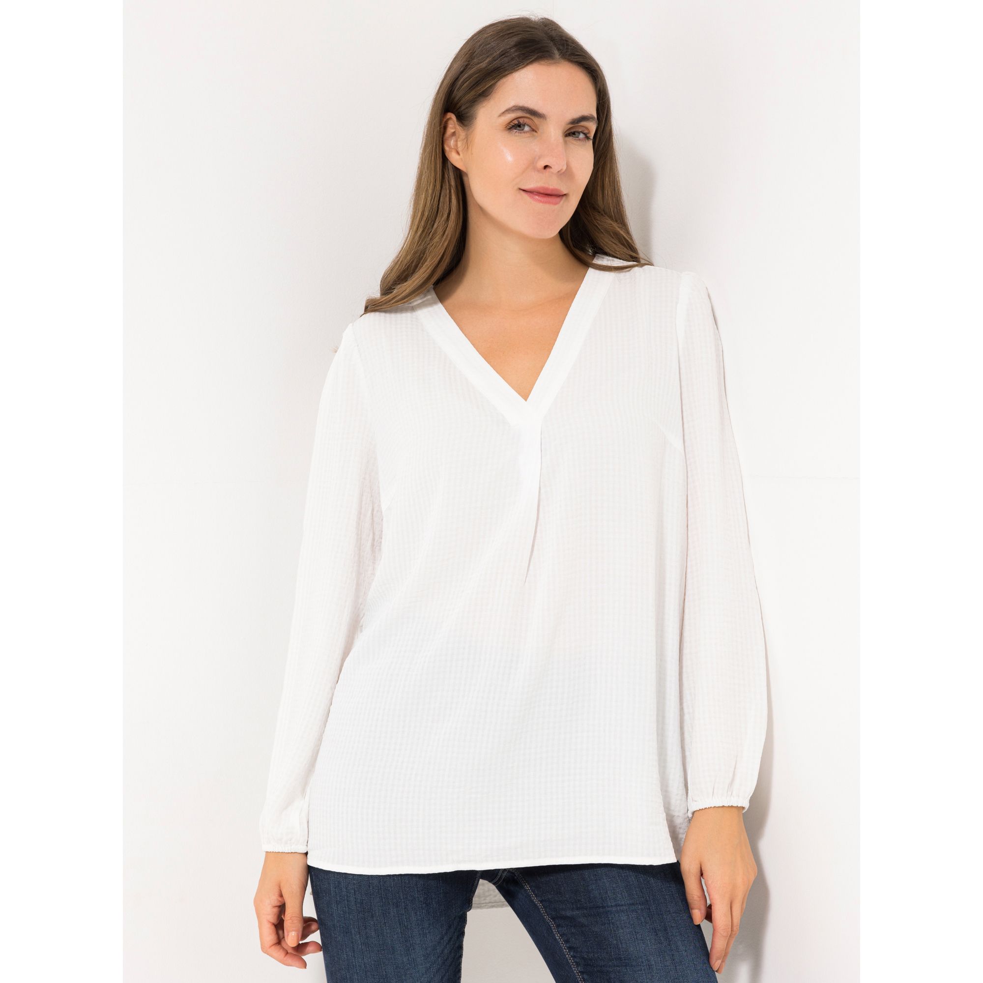 LOVELY SISTERS® Bluse 1/1-Arm V-Ausschnitt hinten länger