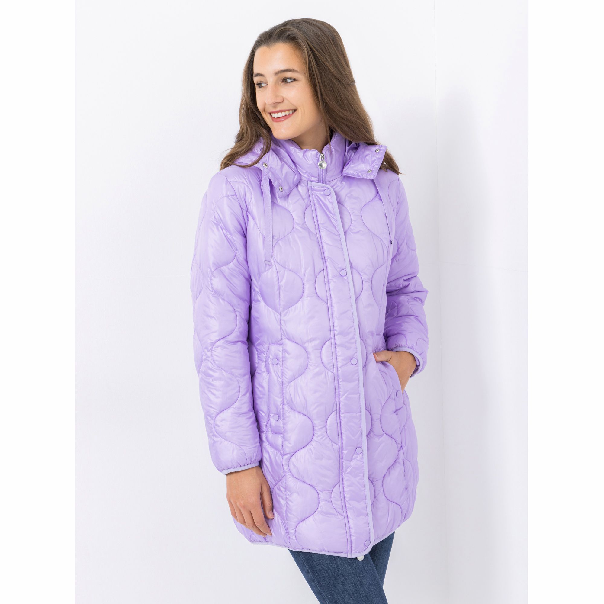 CENTIGRADE Steppjacke Stehkragen Kapuze Wellensteppung