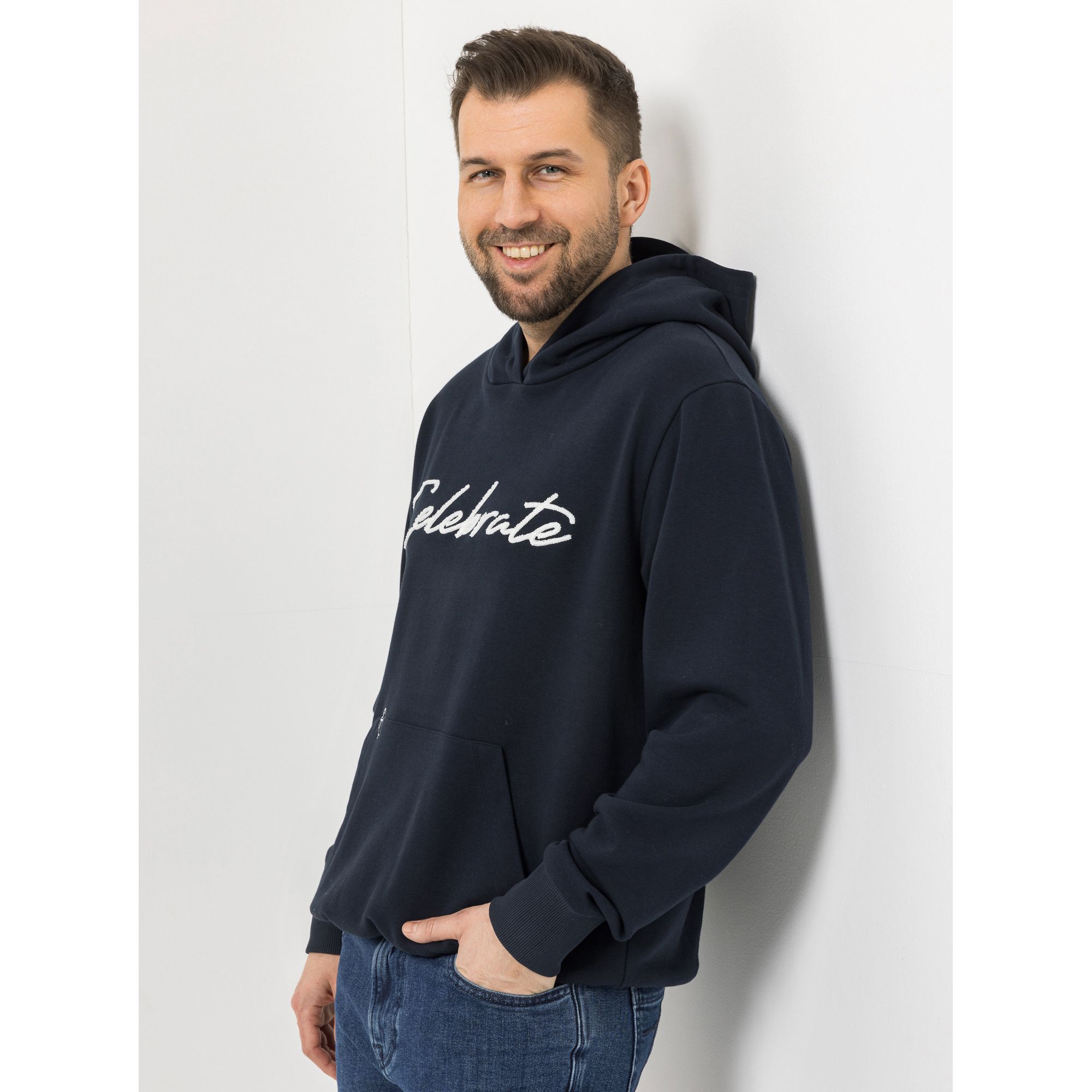 AMINATI® Herren-Sweatshirt Kapuze Kängurutasche Stickerei