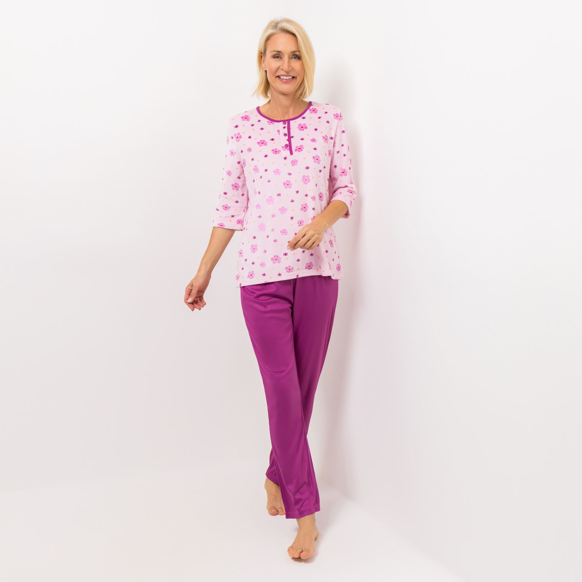 LITTLE ROSE Pyjama Mikrofaser Shirt super soft Hose Flanell