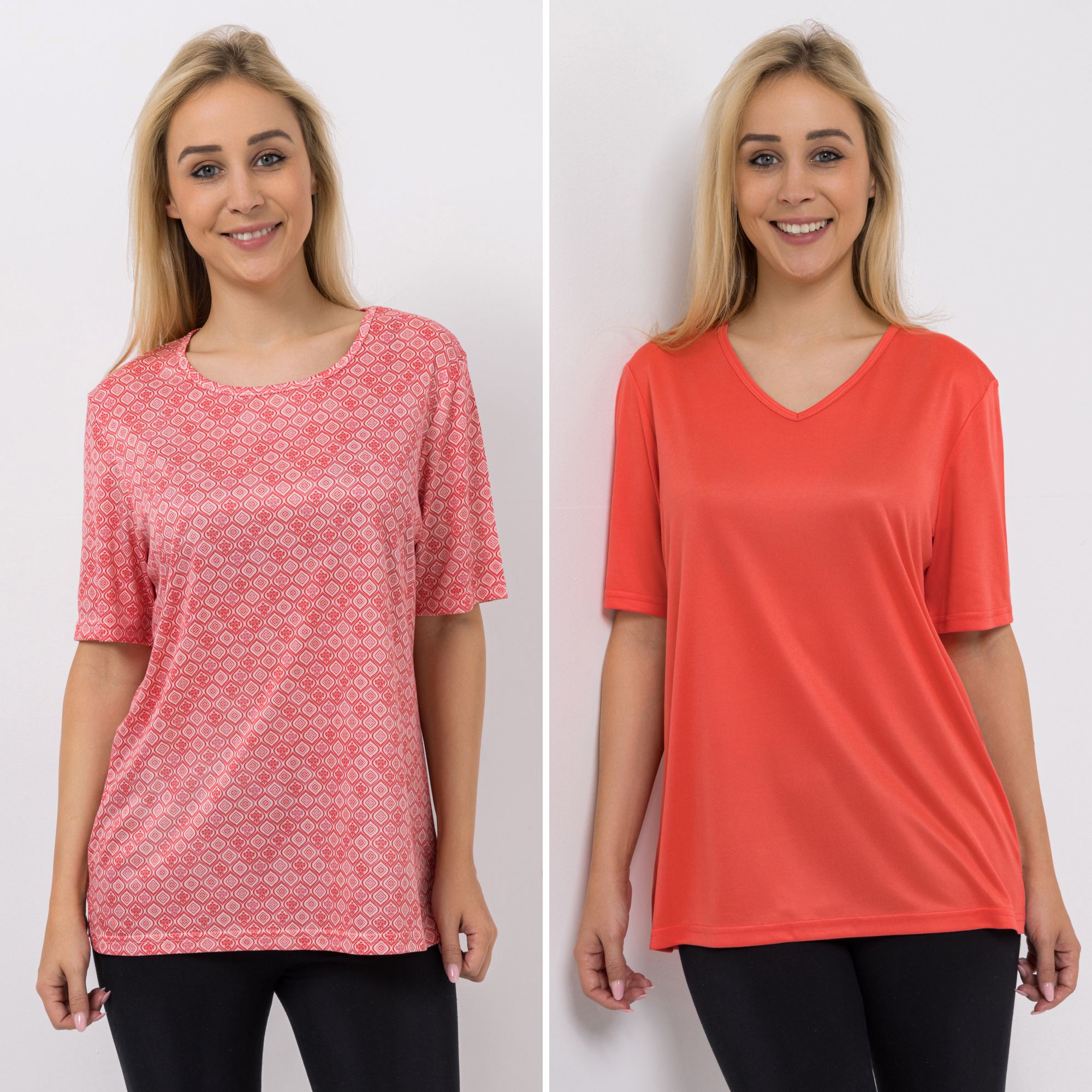 JERYMOOD HOMEWEAR 2 Shirts, 1/2-Arm Mikrofaser 1x Rundhalsausschnitt 1x V-Ausschnitt