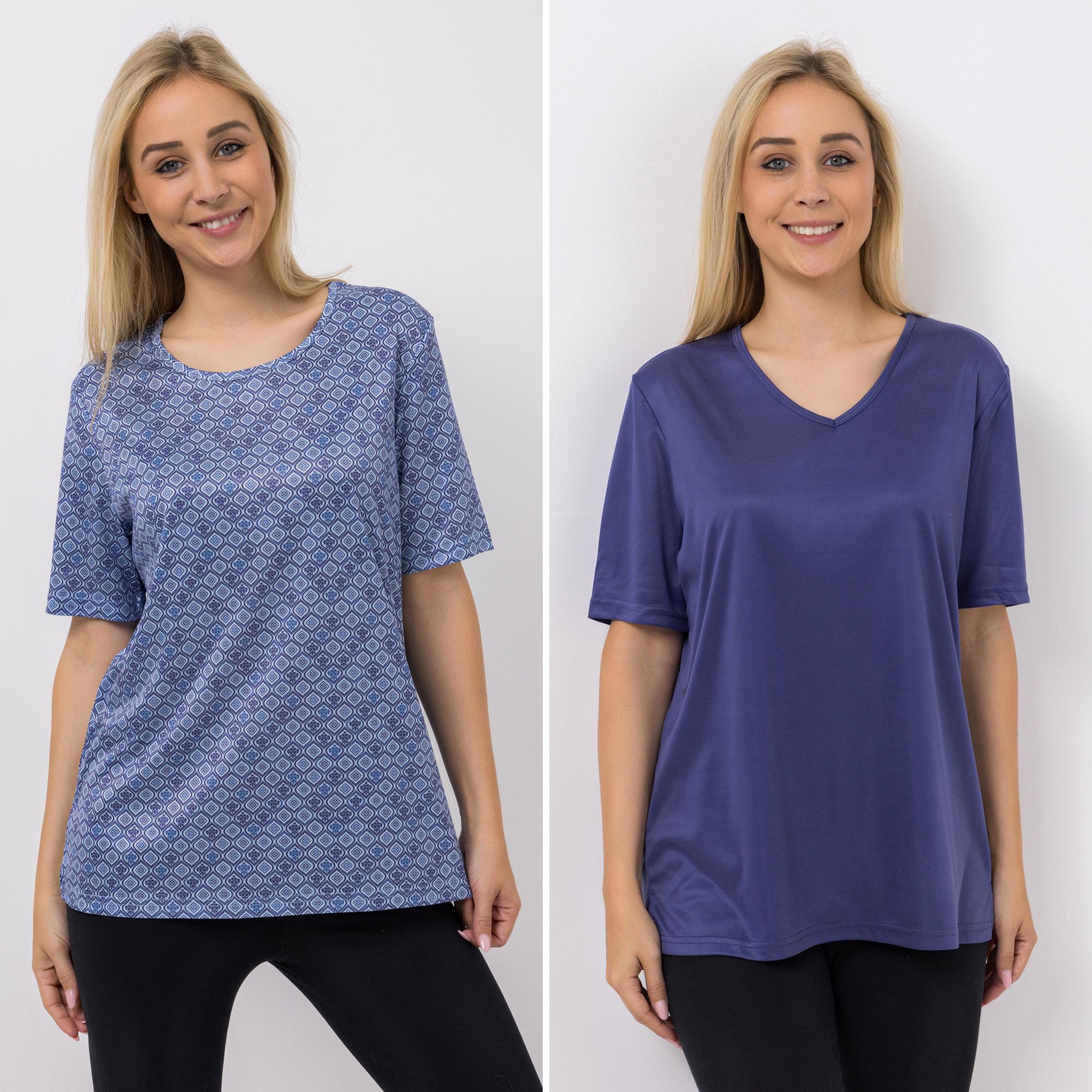 JERYMOOD HOMEWEAR 2 Shirts, 1/2-Arm Mikrofaser 1x Rundhalsausschnitt 1x V-Ausschnitt