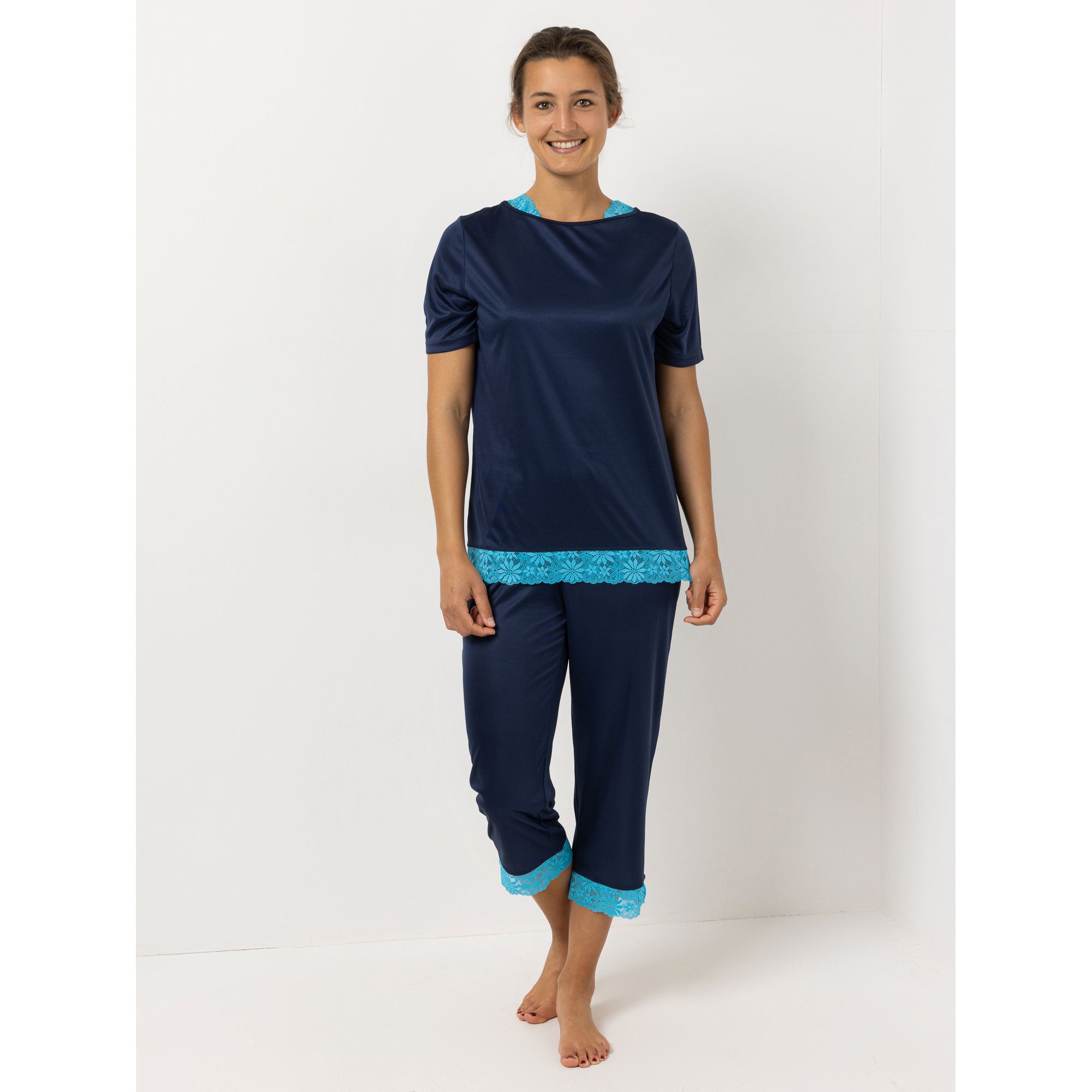 LITTLE ROSE Pyjama-Set Mikrofaser Shirt, 1/2-Arm Hose, 7/8-Länge