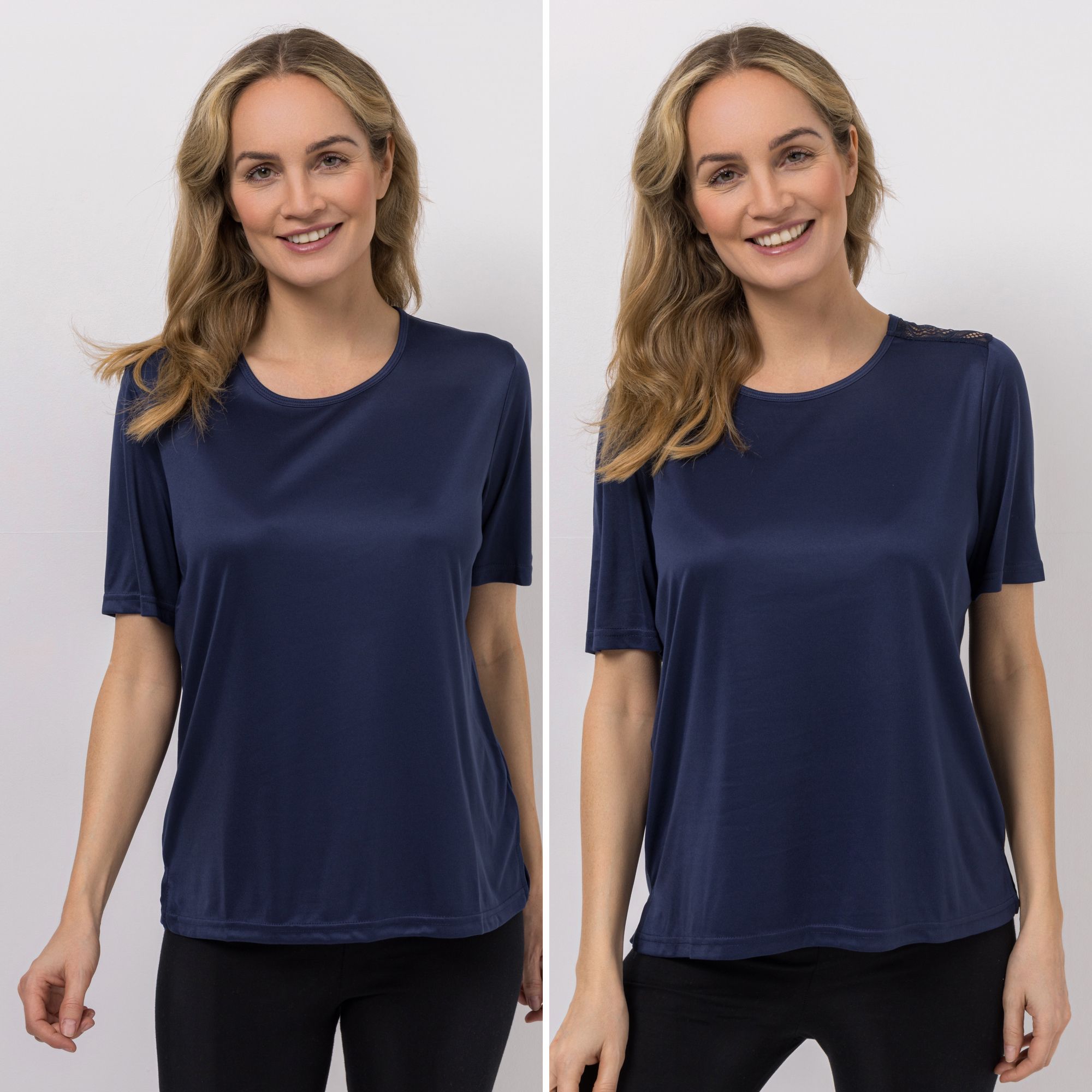 JERYMOOD HOMEWEAR 2 Shirts, 1/2-Arm Mikrofaser Spitzendetails leger weit