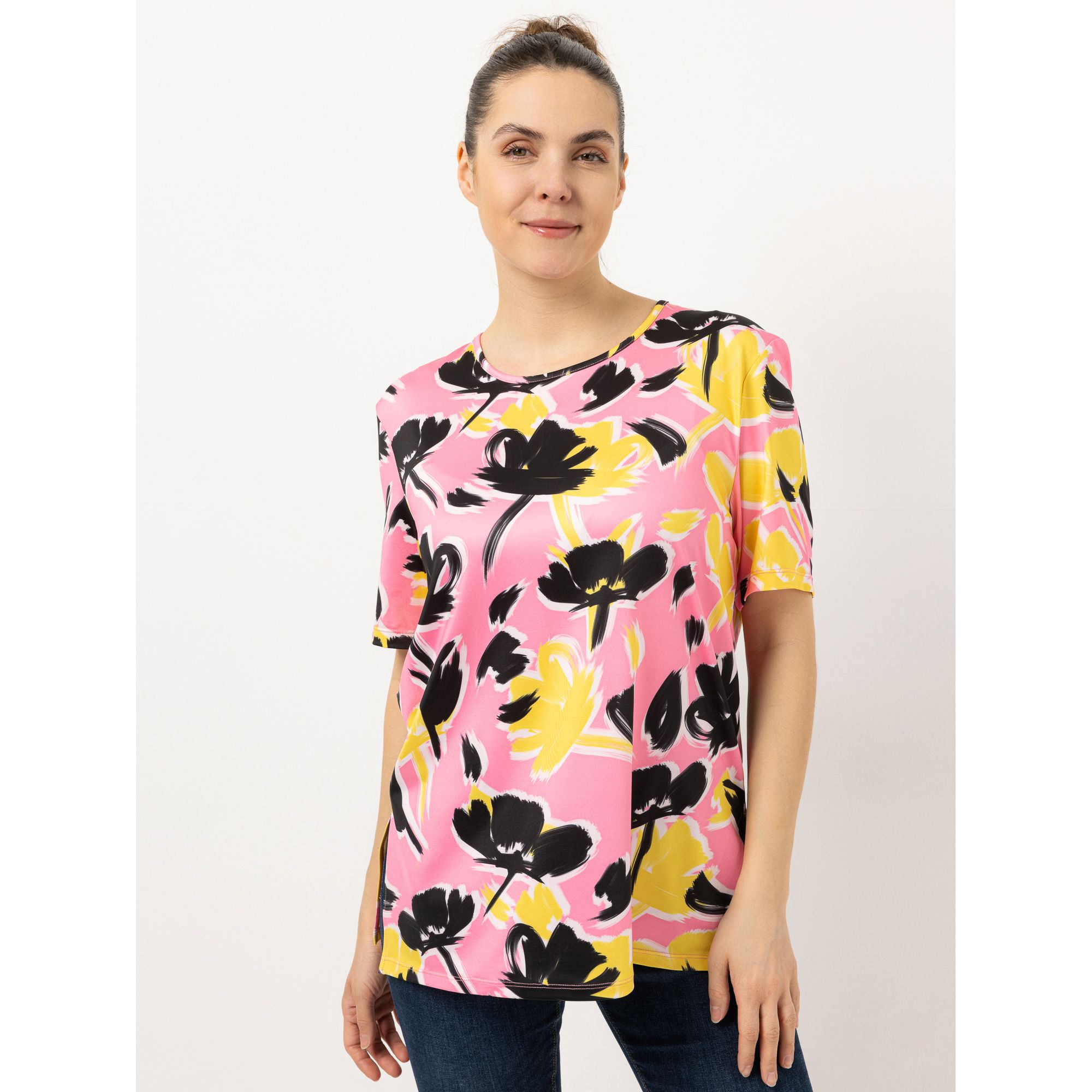 IN-PRINT Shirt 1/2-Arm Rundhalsausschnitt Blumendruck