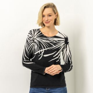 VIA MILANO Pullover, 1/1-Arm Rundhalsausschnitt Strass-Details figurumspielend