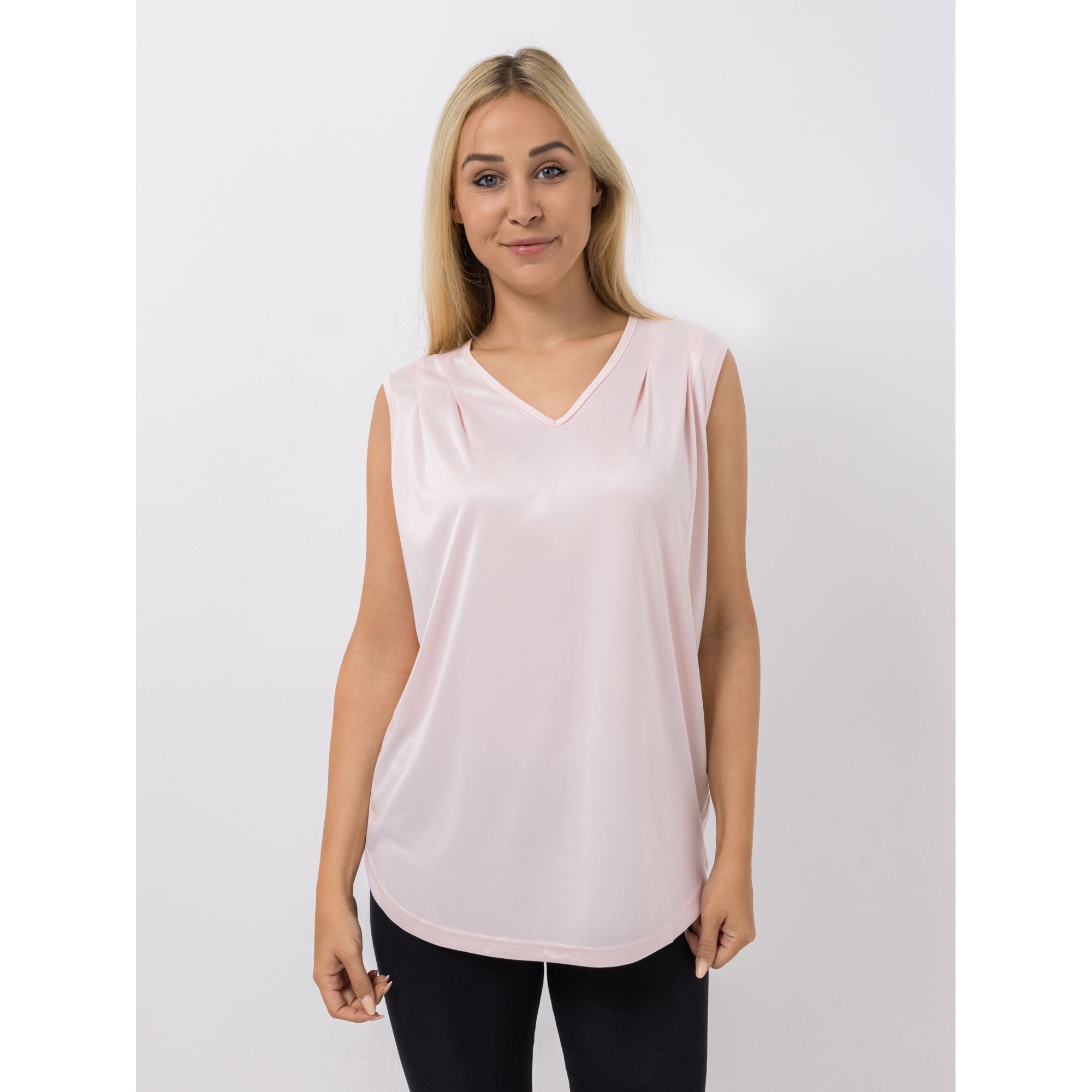 JERYMOOD HOMEWEAR Top, ohne Arm Mikrofaser V-Ausschnitt abgerundeter Saum