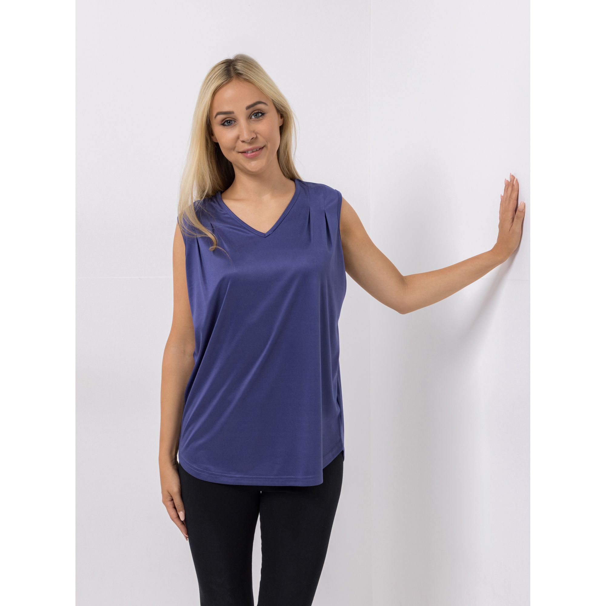 JERYMOOD HOMEWEAR Top, ohne Arm Mikrofaser V-Ausschnitt abgerundeter Saum