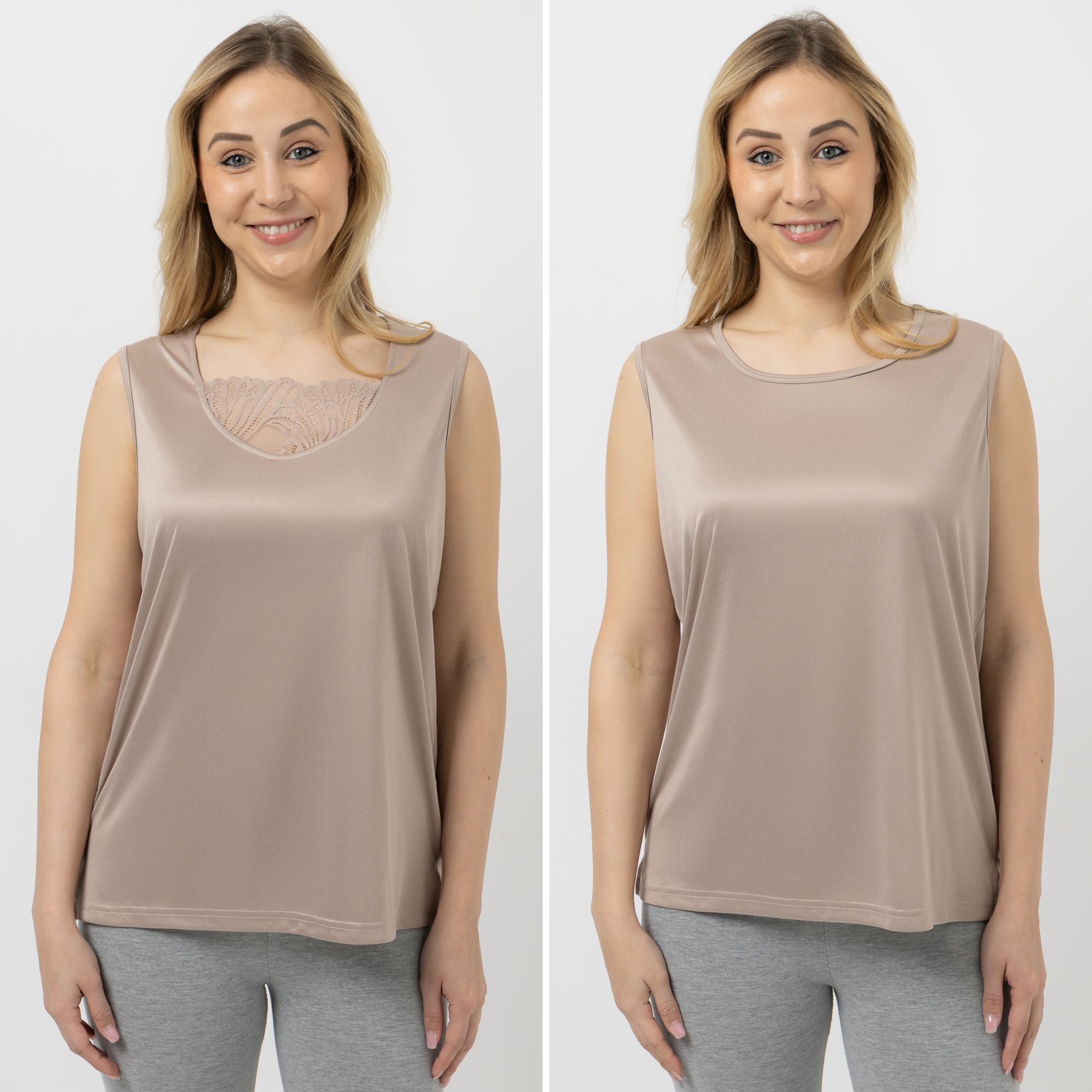 JERYMOOD HOMEWEAR 2 Tops ohne Arm Mikrofaser mit Spitzendetails