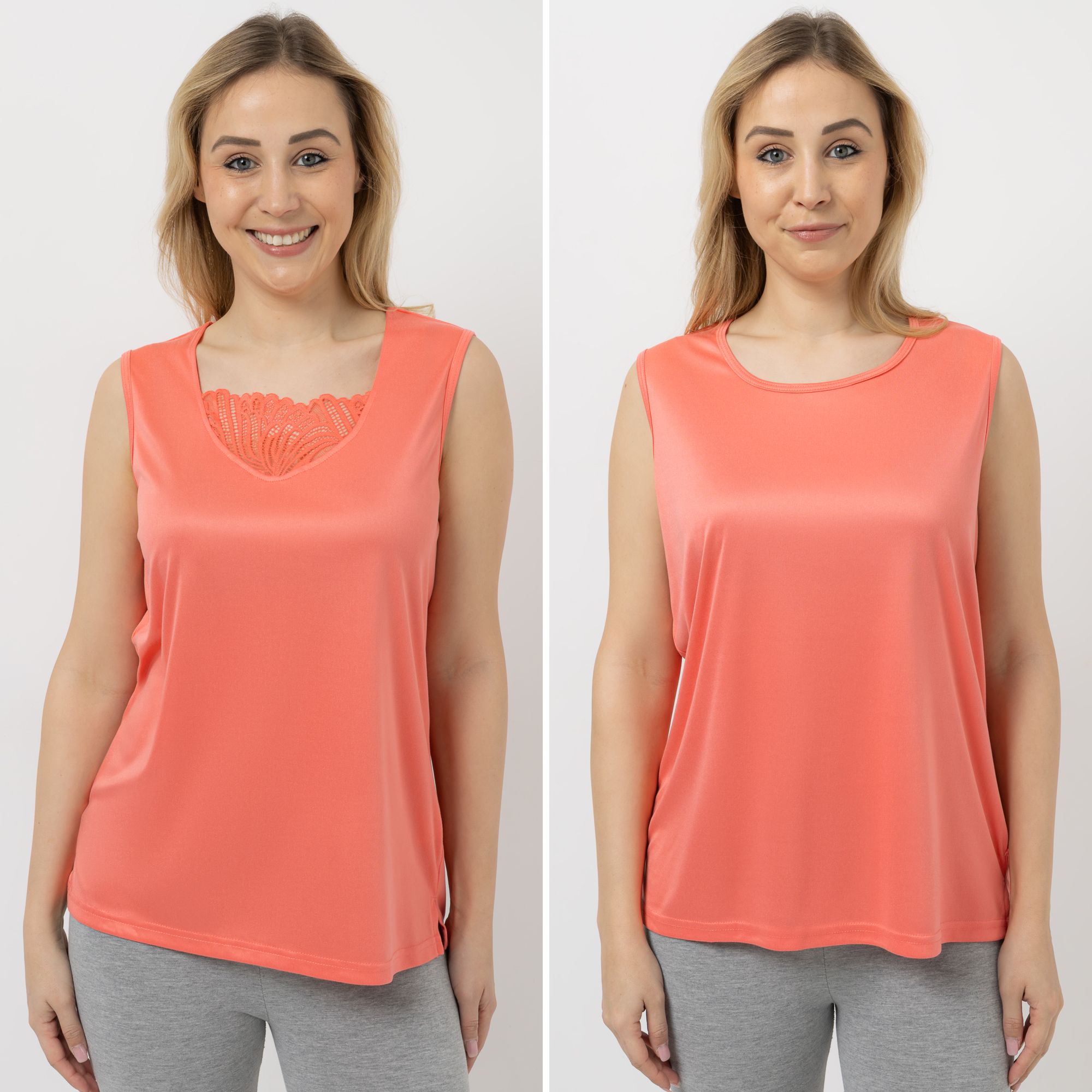 JERYMOOD HOMEWEAR 2 Tops ohne Arm Mikrofaser mit Spitzendetails