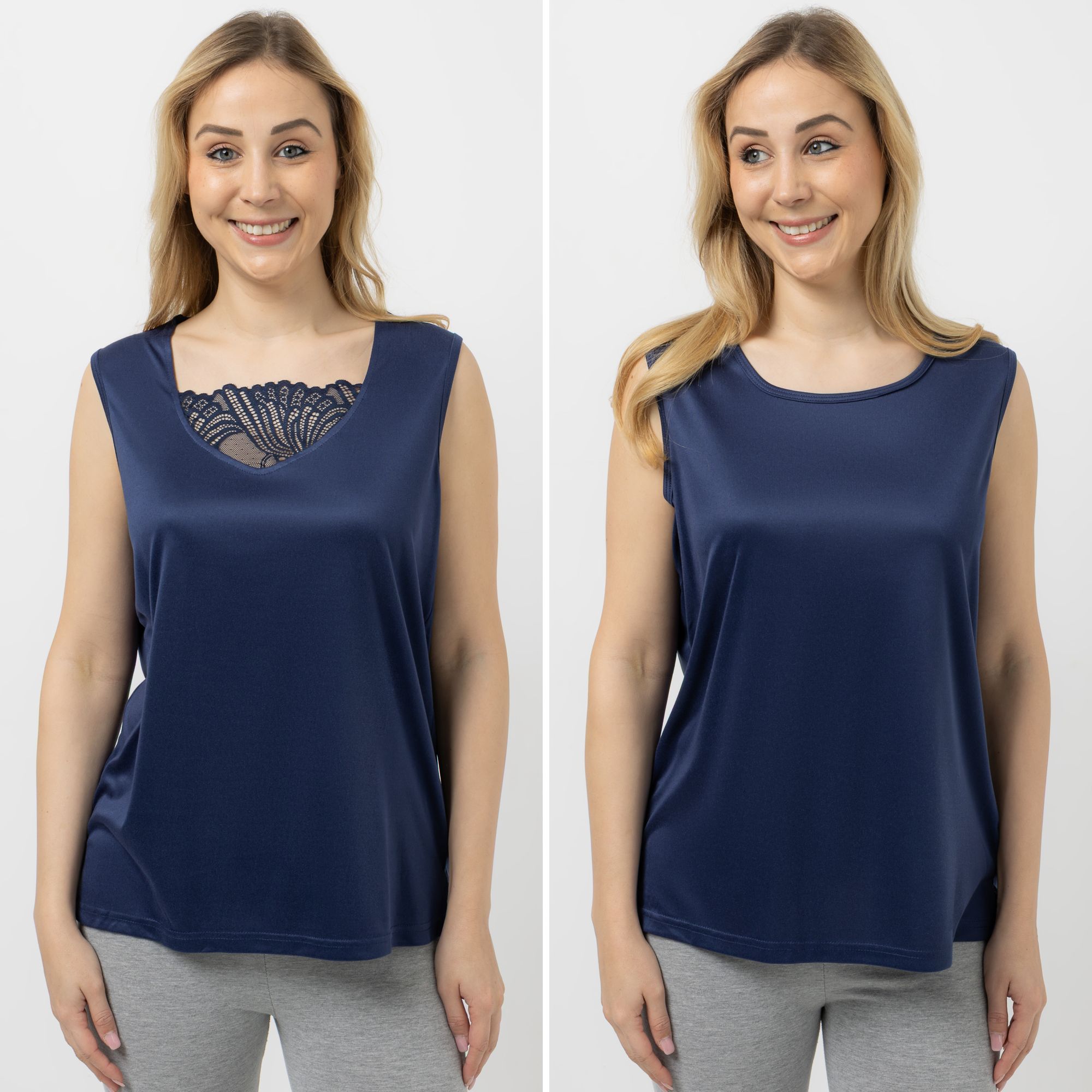JERYMOOD HOMEWEAR 2 Tops ohne Arm Mikrofaser mit Spitzendetails