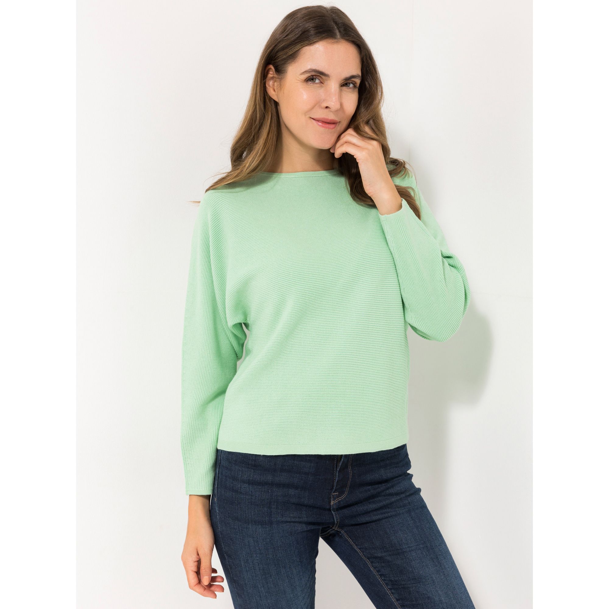 LOVELY SISTERS® Pullover, 1/1-Arm Rundhalsausschnitt Fledermausärmel Mittelnaht