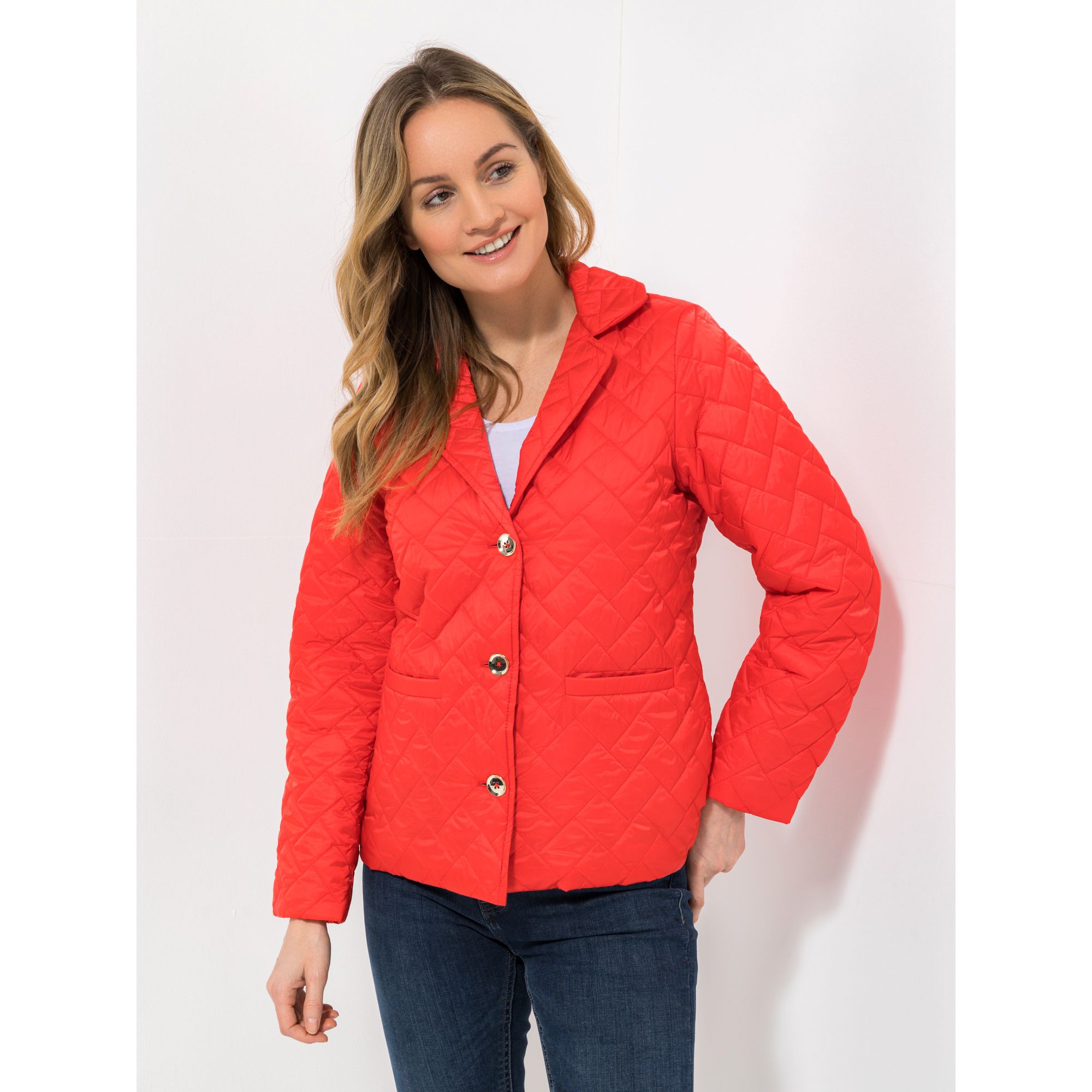 VIA MILANO Steppjacke, 1/1-Arm Reverskragen Leistenttaschen Knopfleiste