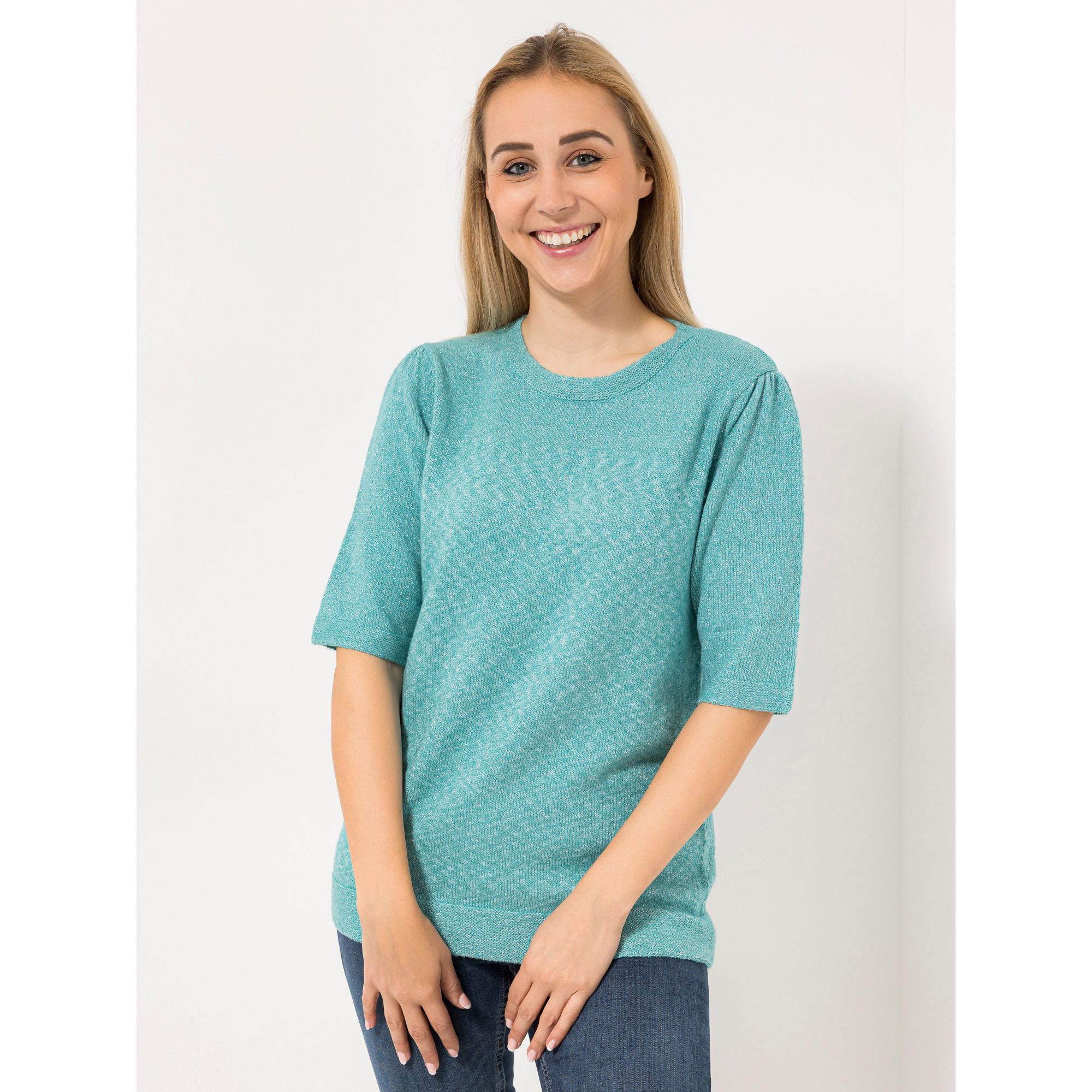 VIA MILANO Pullover langer 1/2-Arm Rundhalsausschnitt figurumspielend