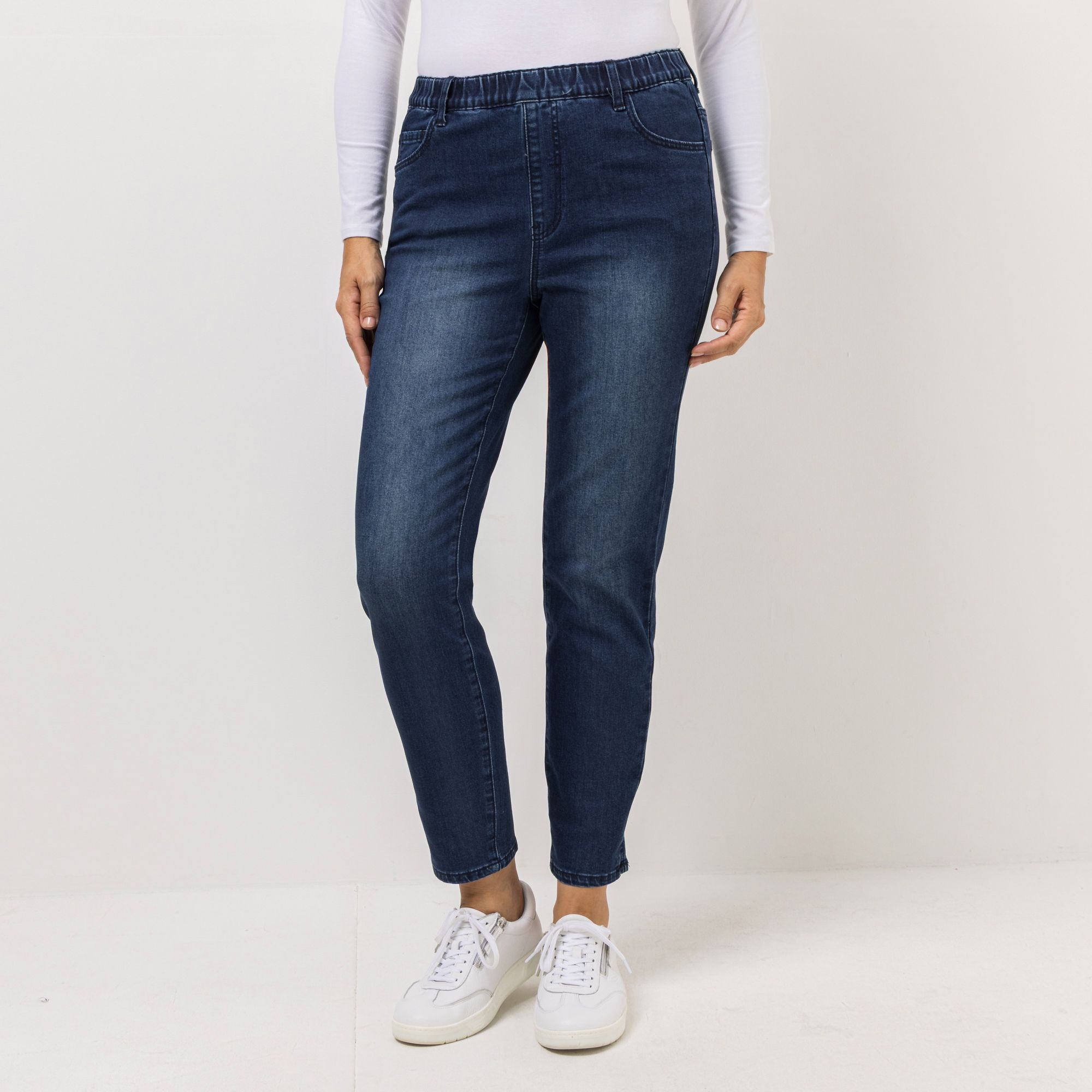 DENIM & CO. Jeans 5-Pocket-Style Rundumdehnbund Seitenschlitze