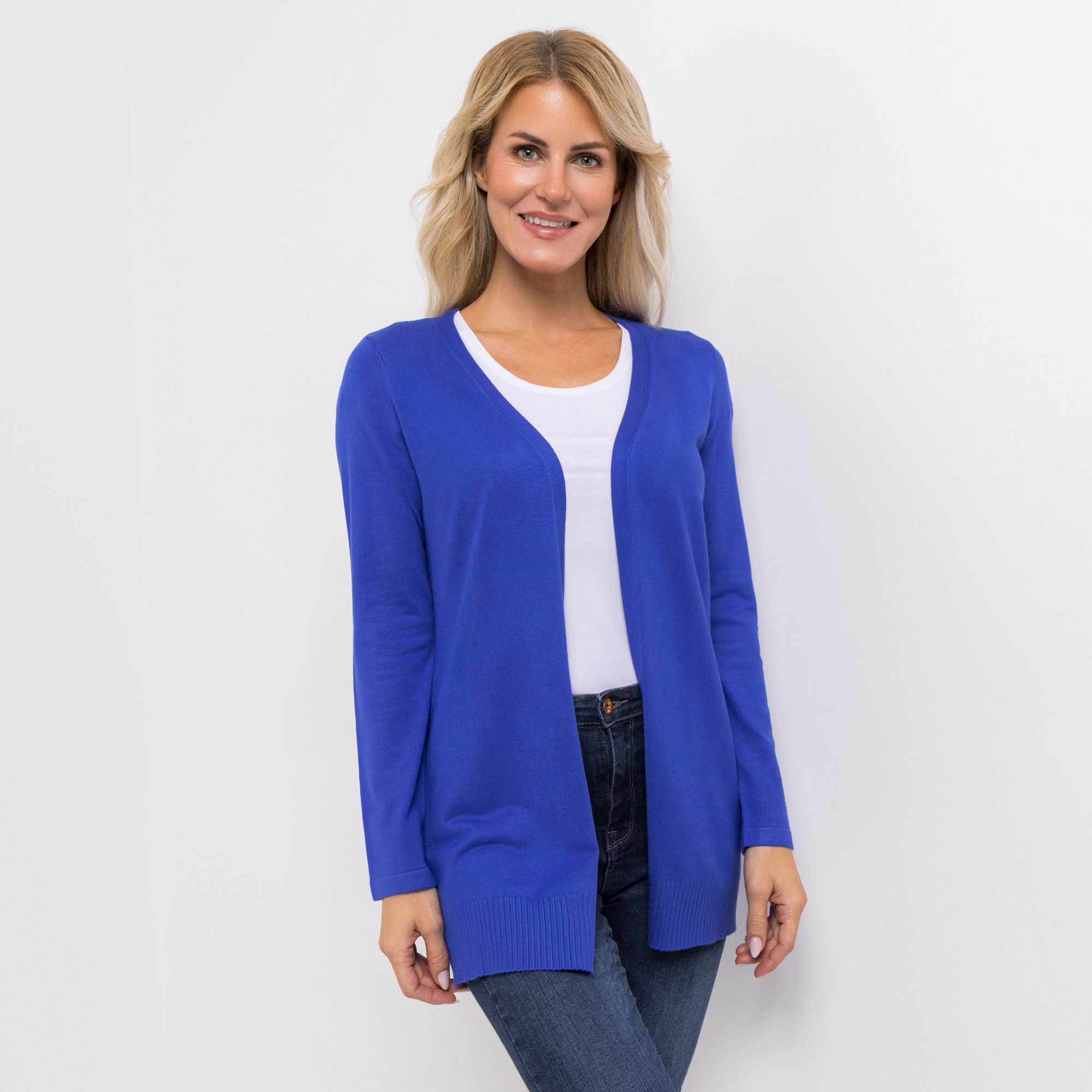 VIA MILANO Longcardigan Rippstrick offene Front figurumspielend