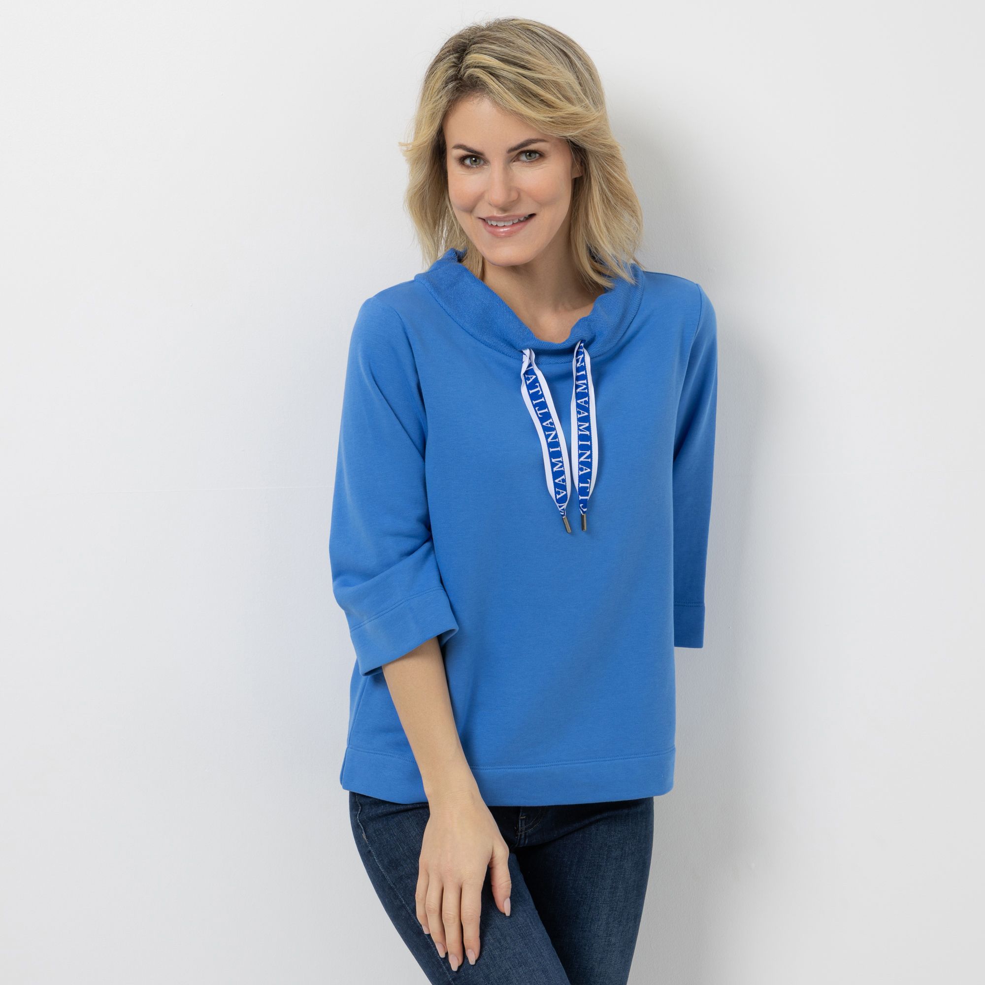 AMINATI® Sweatshirt, 3/4-Arm Stehkragen Kordelzug figurumspielend