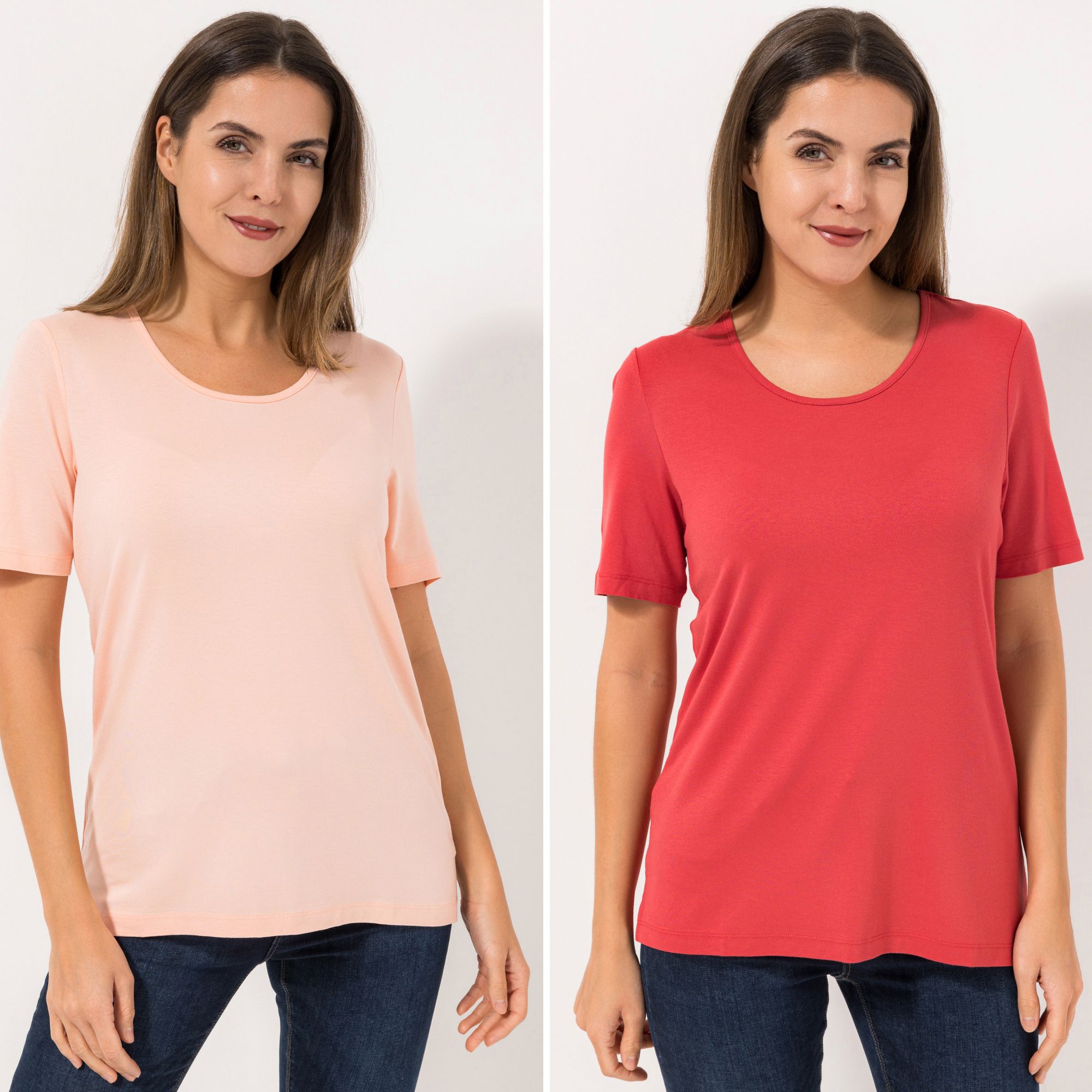 DENIM & CO. 2 Shirts 1/2-Arm Rundhalsausschnitt Seitenschlitze