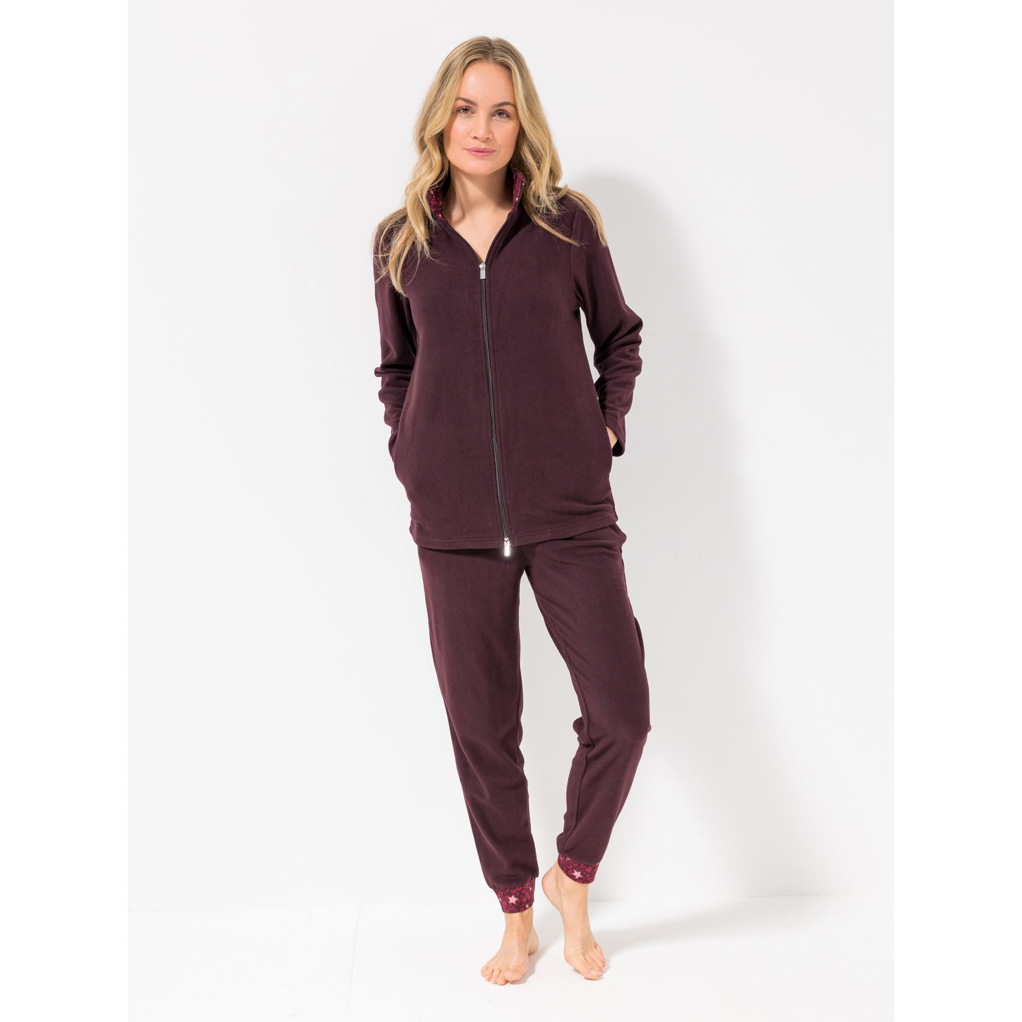 POLARSTERN HOMEWEAR Hausanzug Flanell Fleece Jacke & Hose Druckdetails